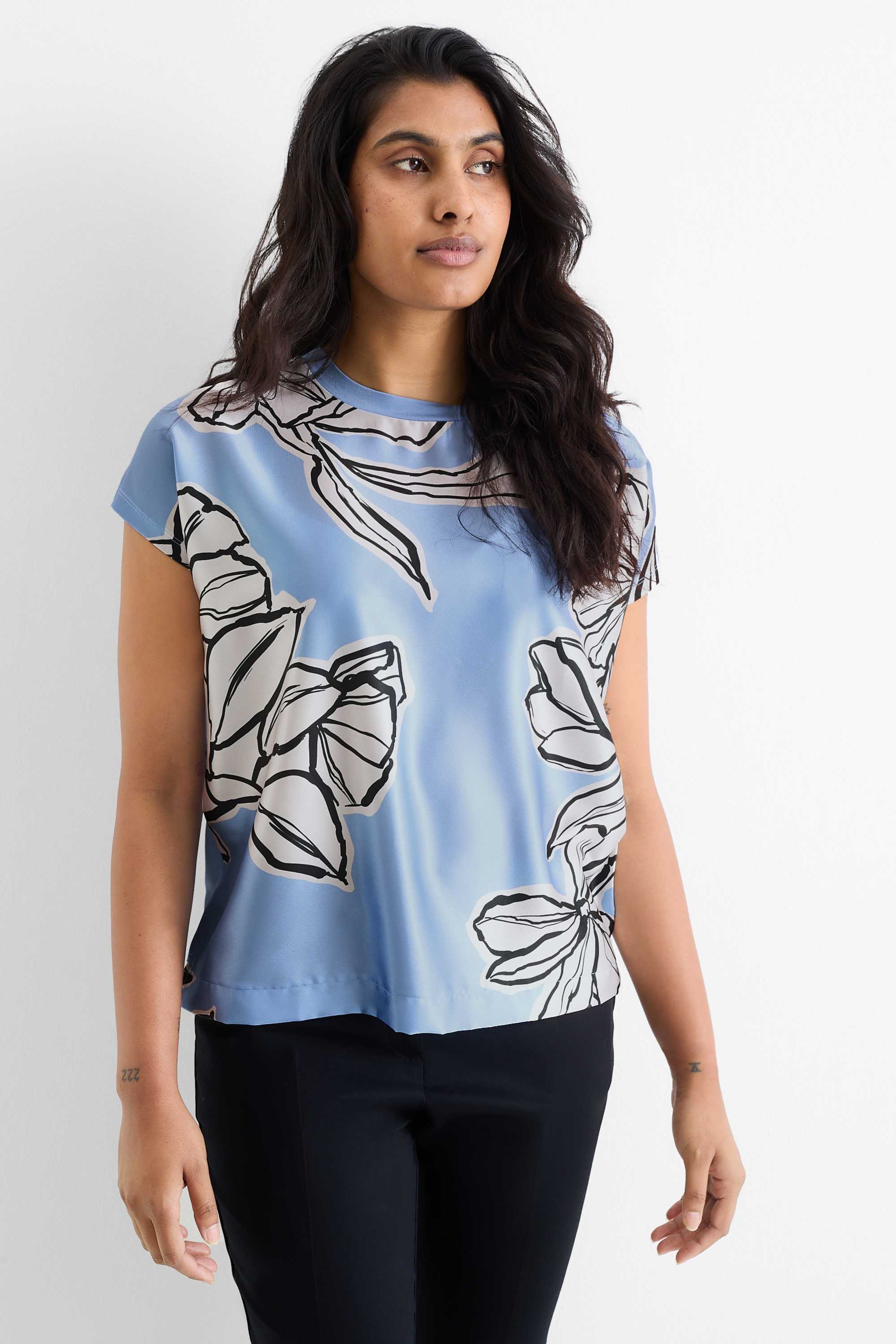 T-shirt - regular fit - floral light blue