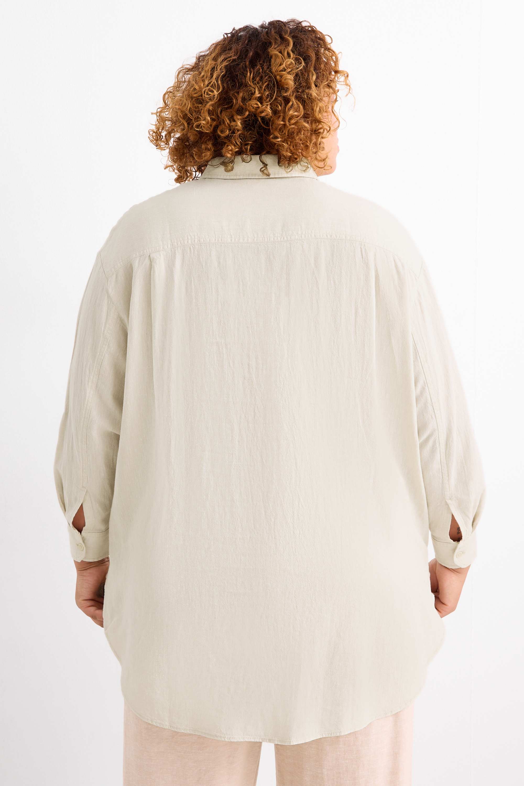 Shirt blouse - linen blend beige