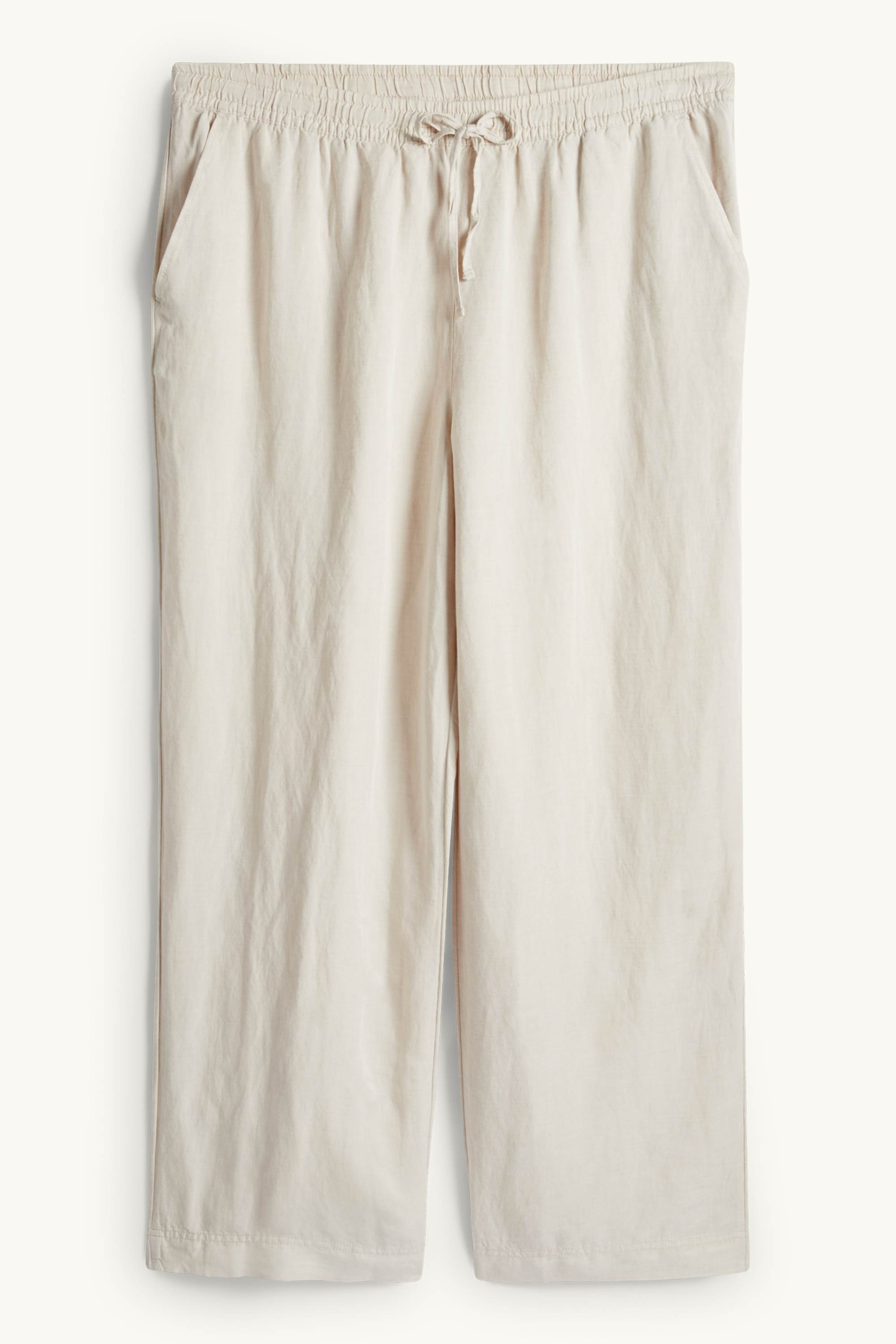 Cloth trousers - mid-rise waist - wide leg - linen blend light beige
