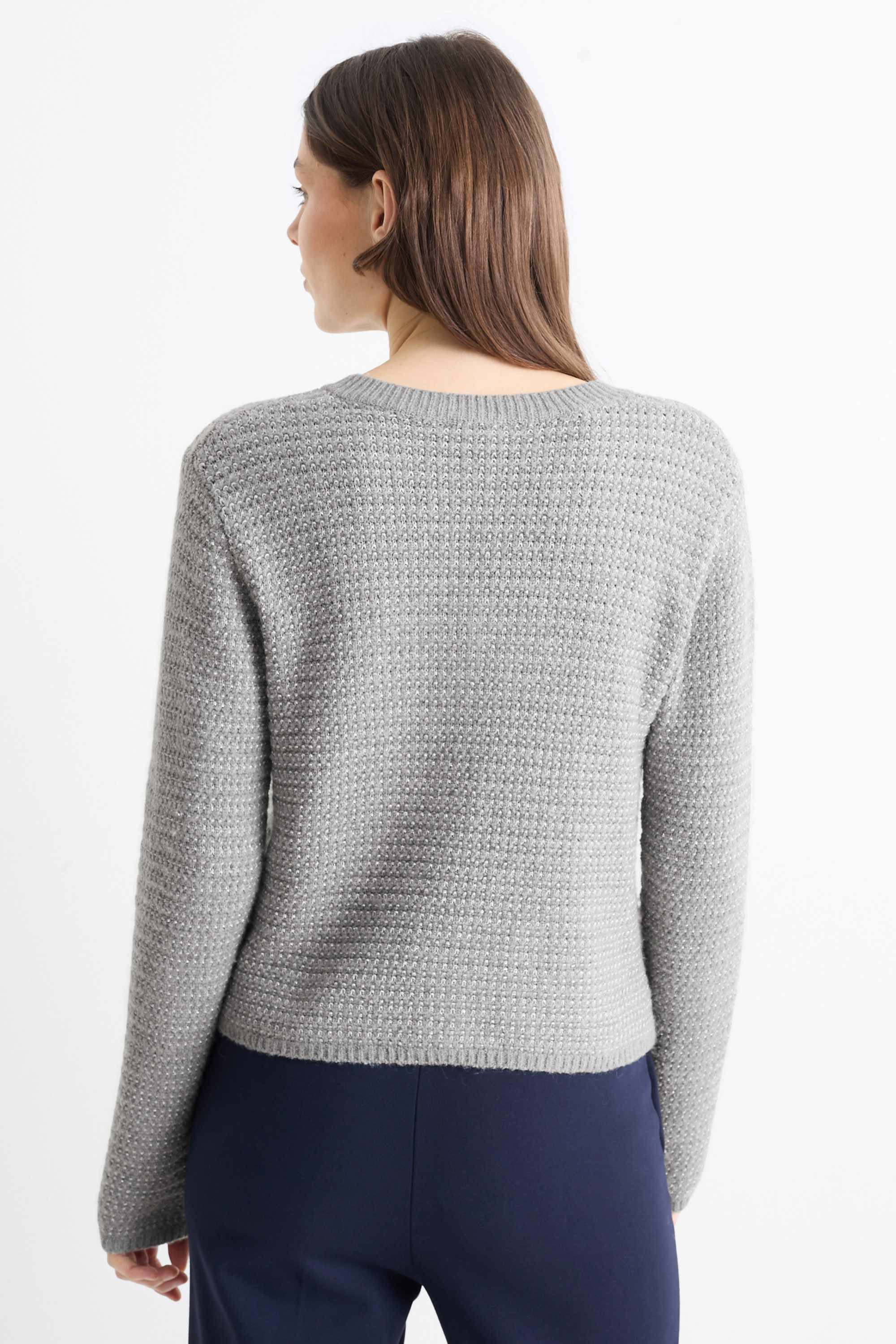 Cardigan - shiny - textured gray
