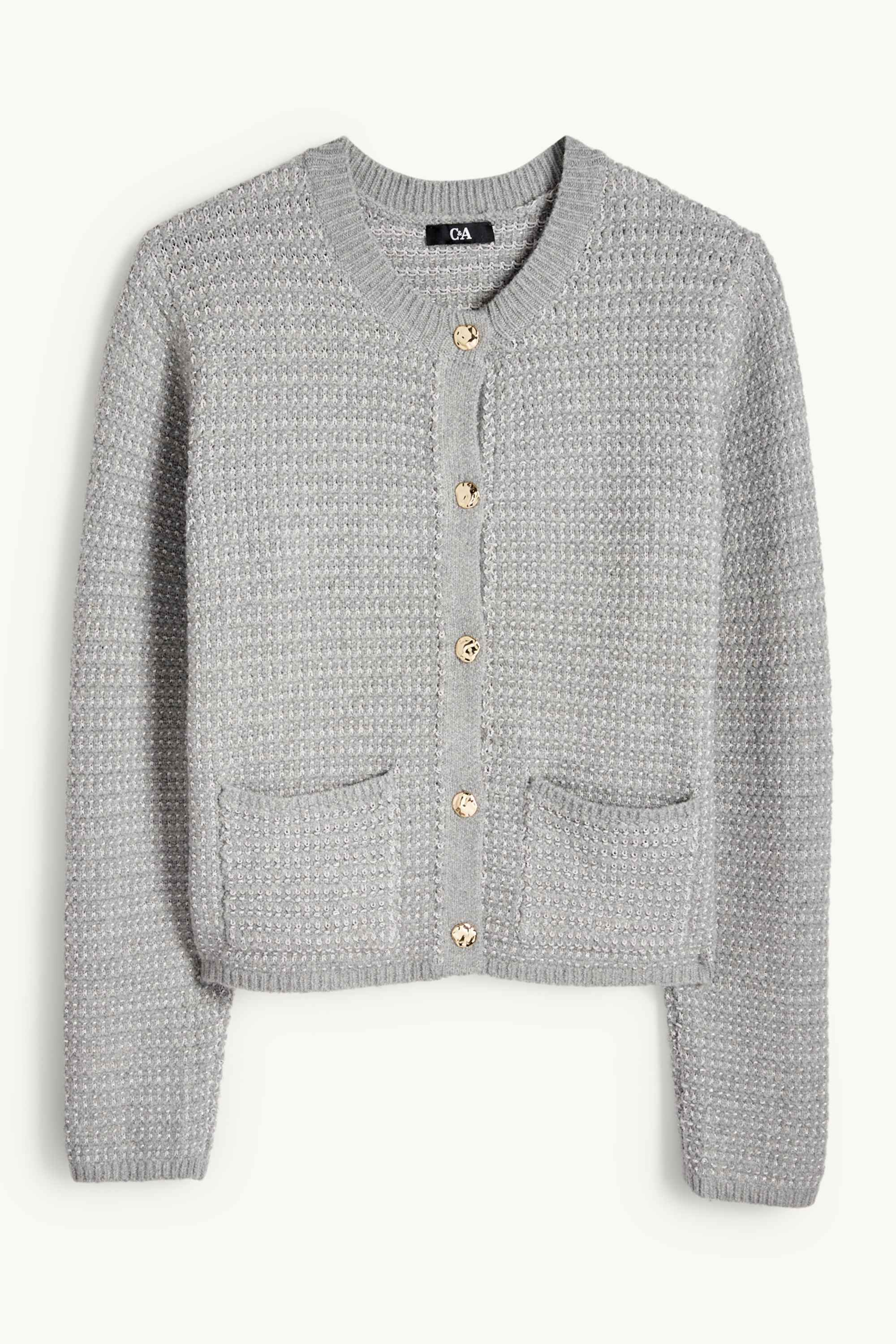 Cardigan - shiny - textured gray