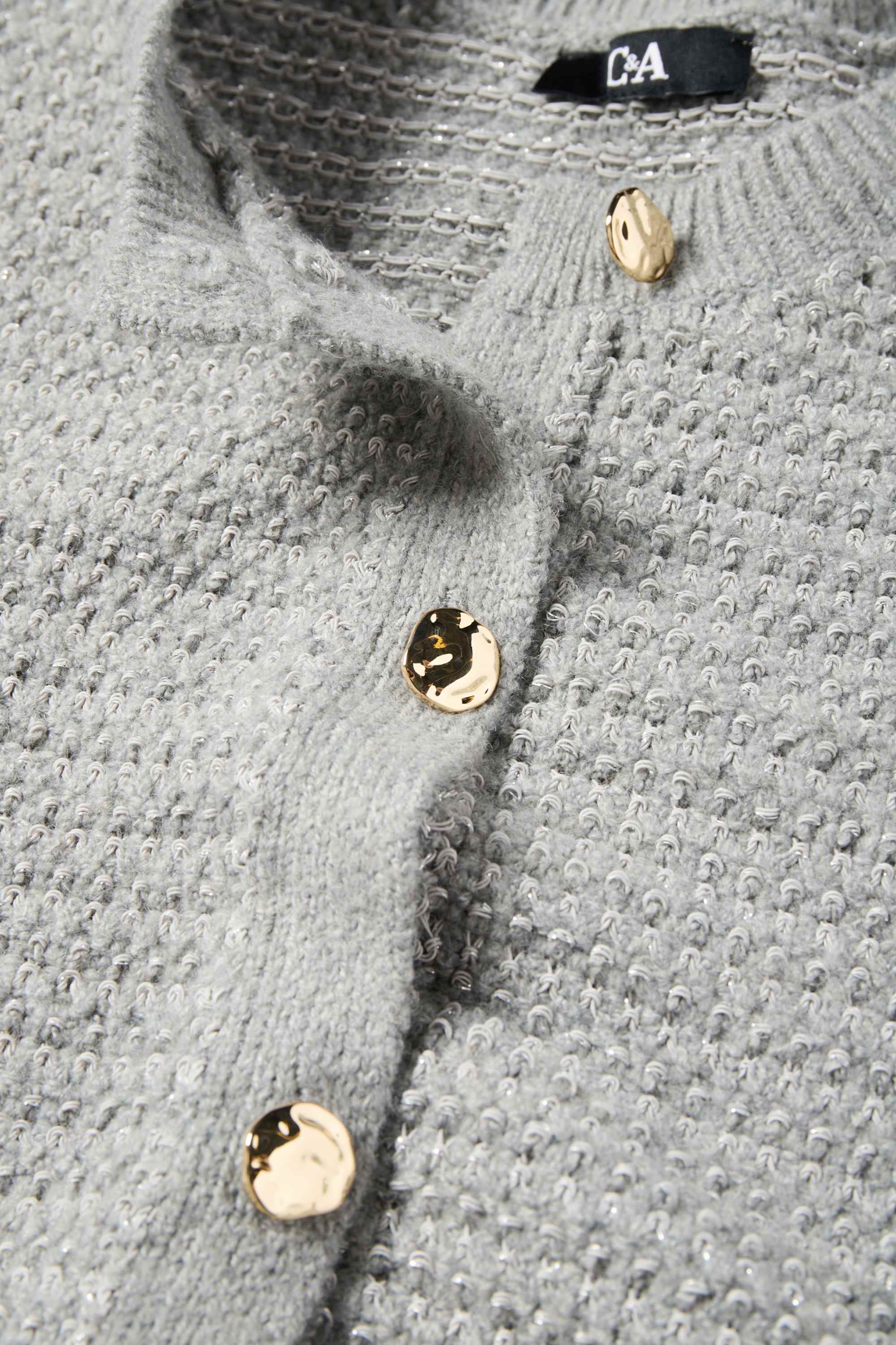Cardigan - shiny - textured gray