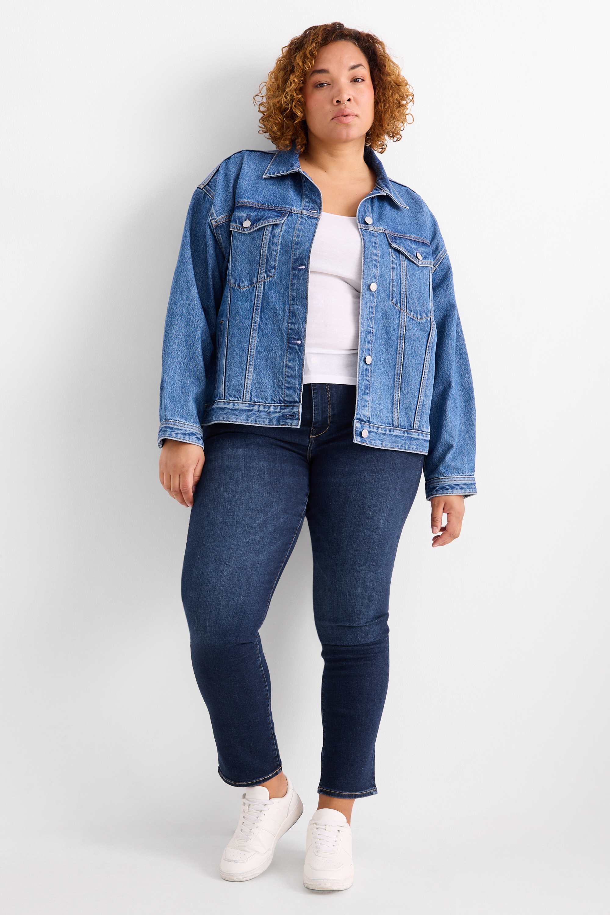 Slim jeans - mid-rise waist - shaping jeans - LYCRA® dark blue