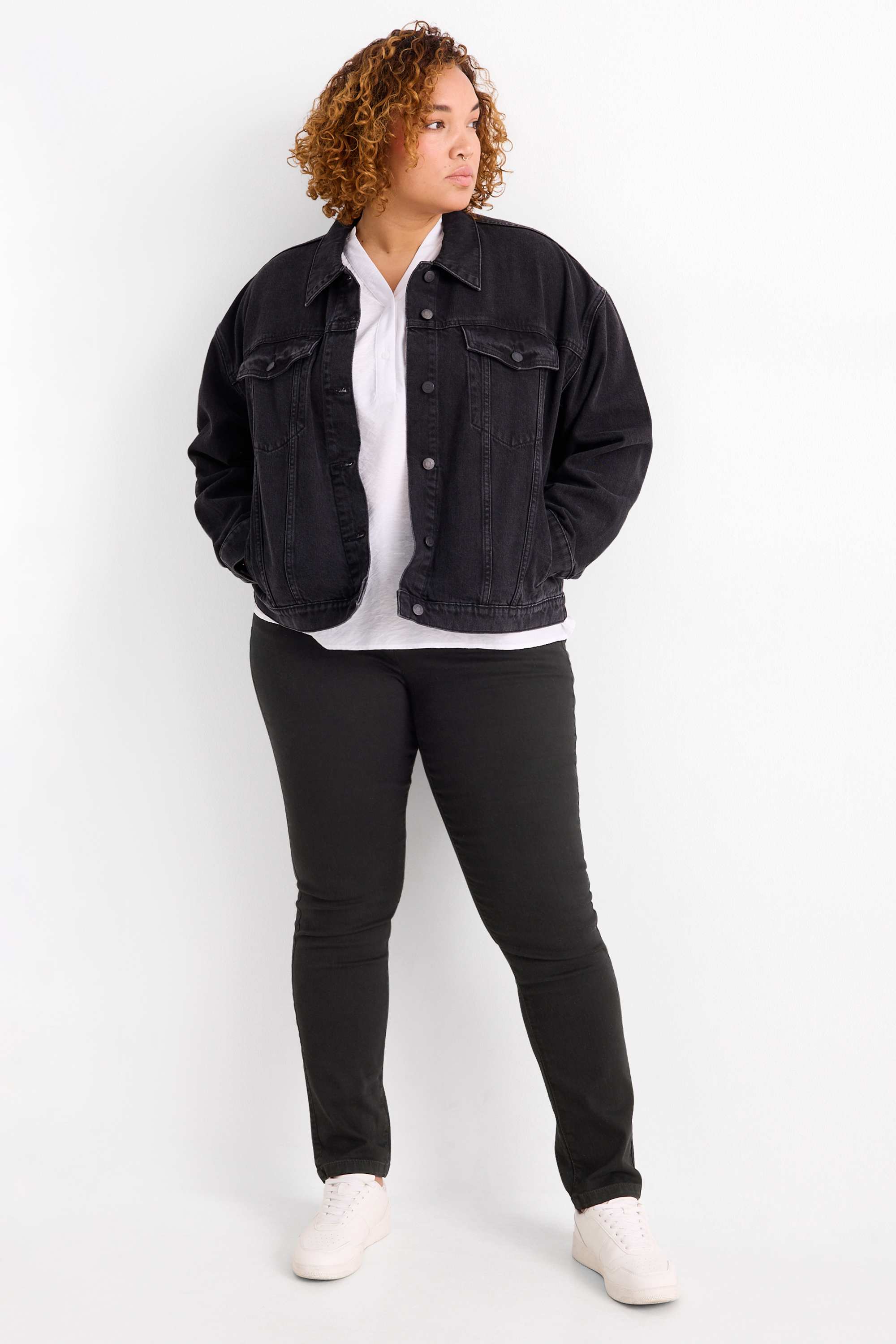 Slim jeans - mid-rise waist black
