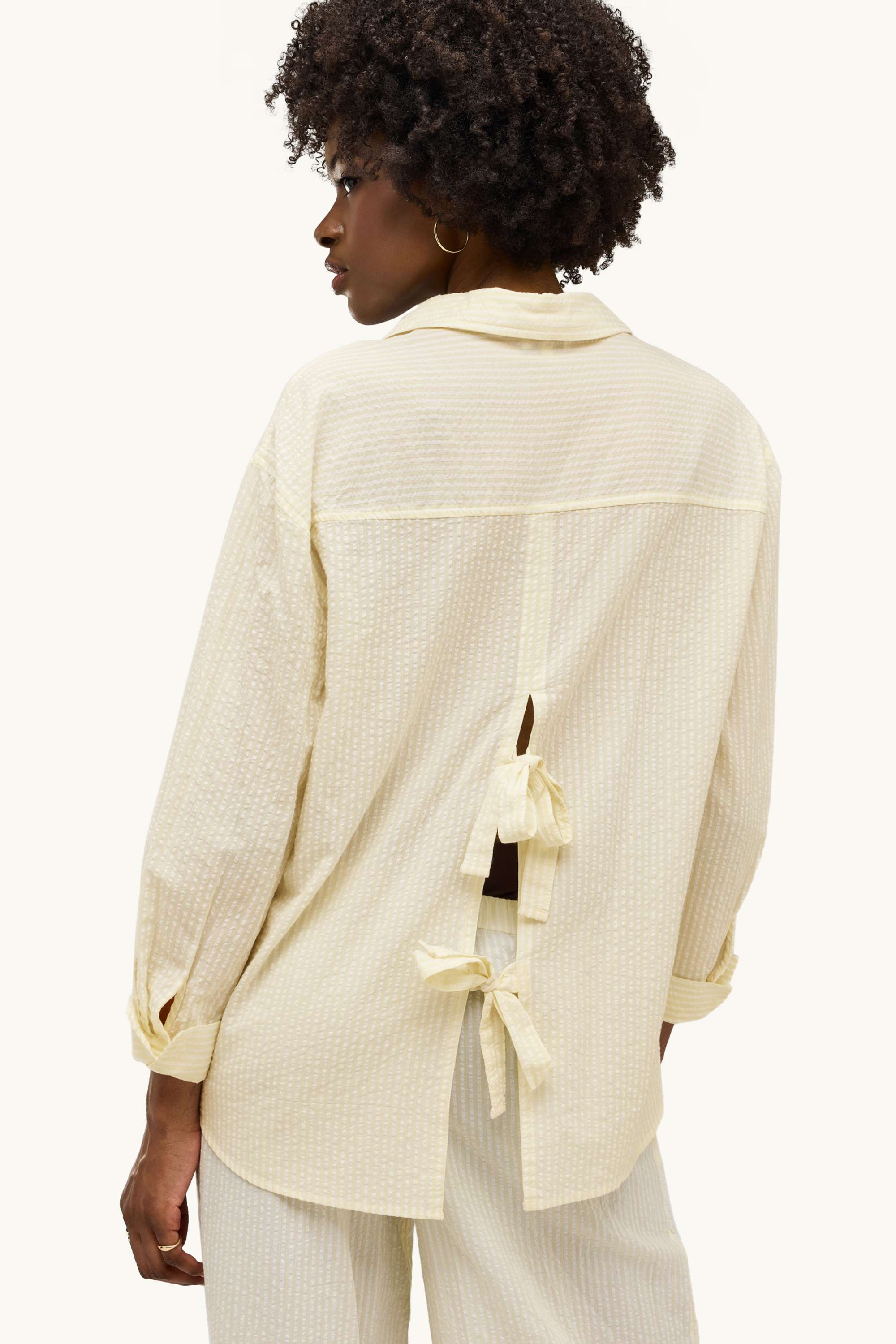 Shirt blouse - striped light yellow