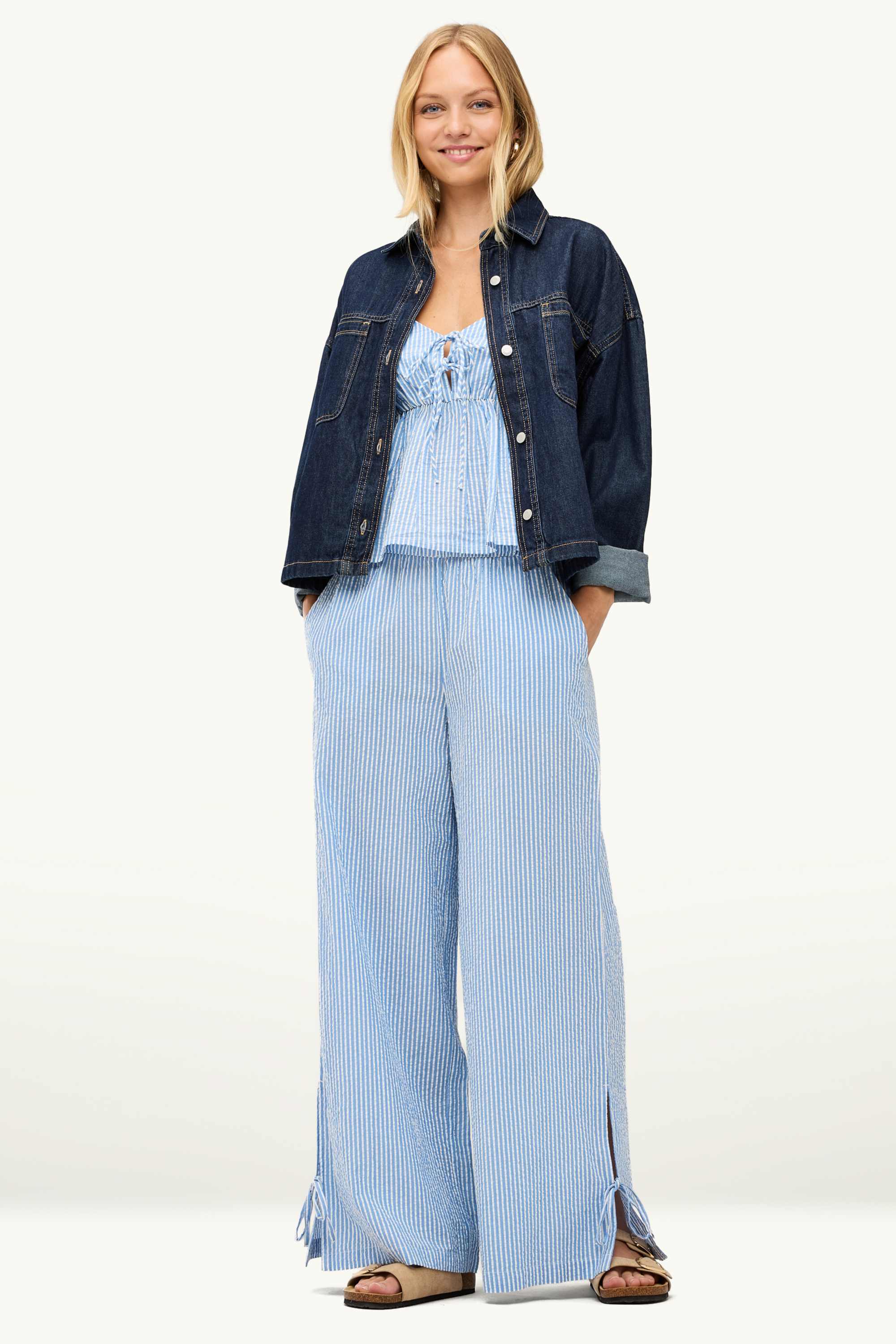 Blouse top - striped light blue
