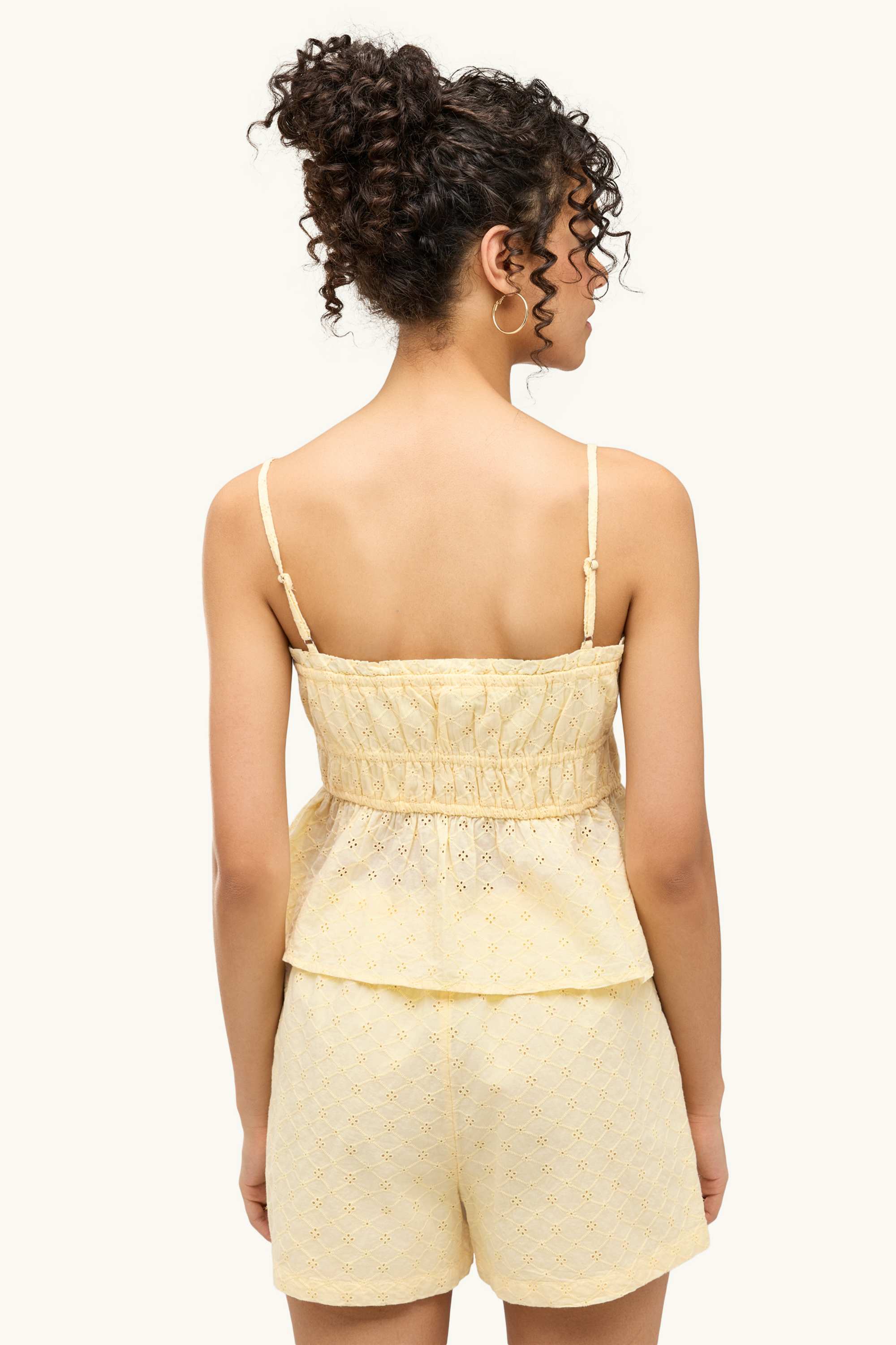 Blouse top - broderie anglaise light yellow