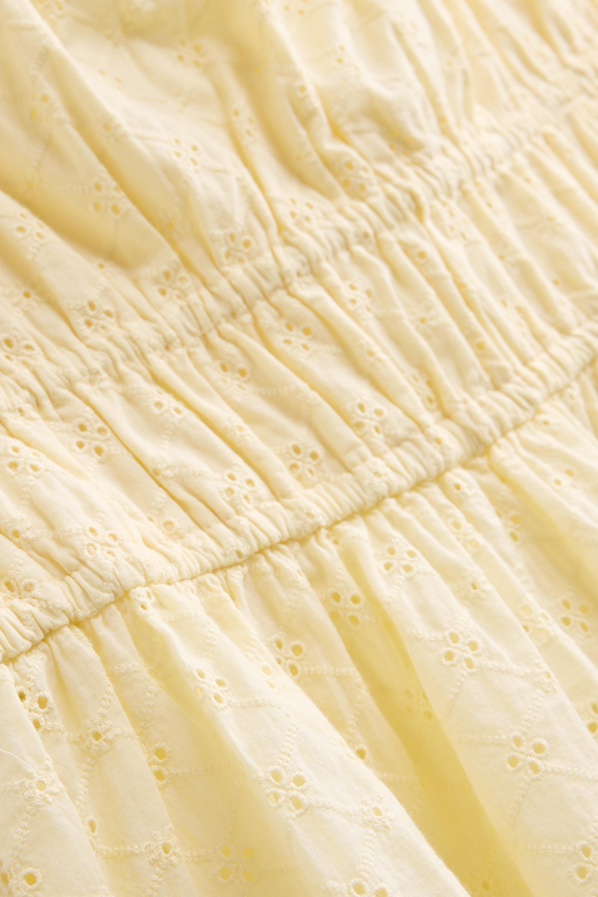Blouse top - broderie anglaise light yellow