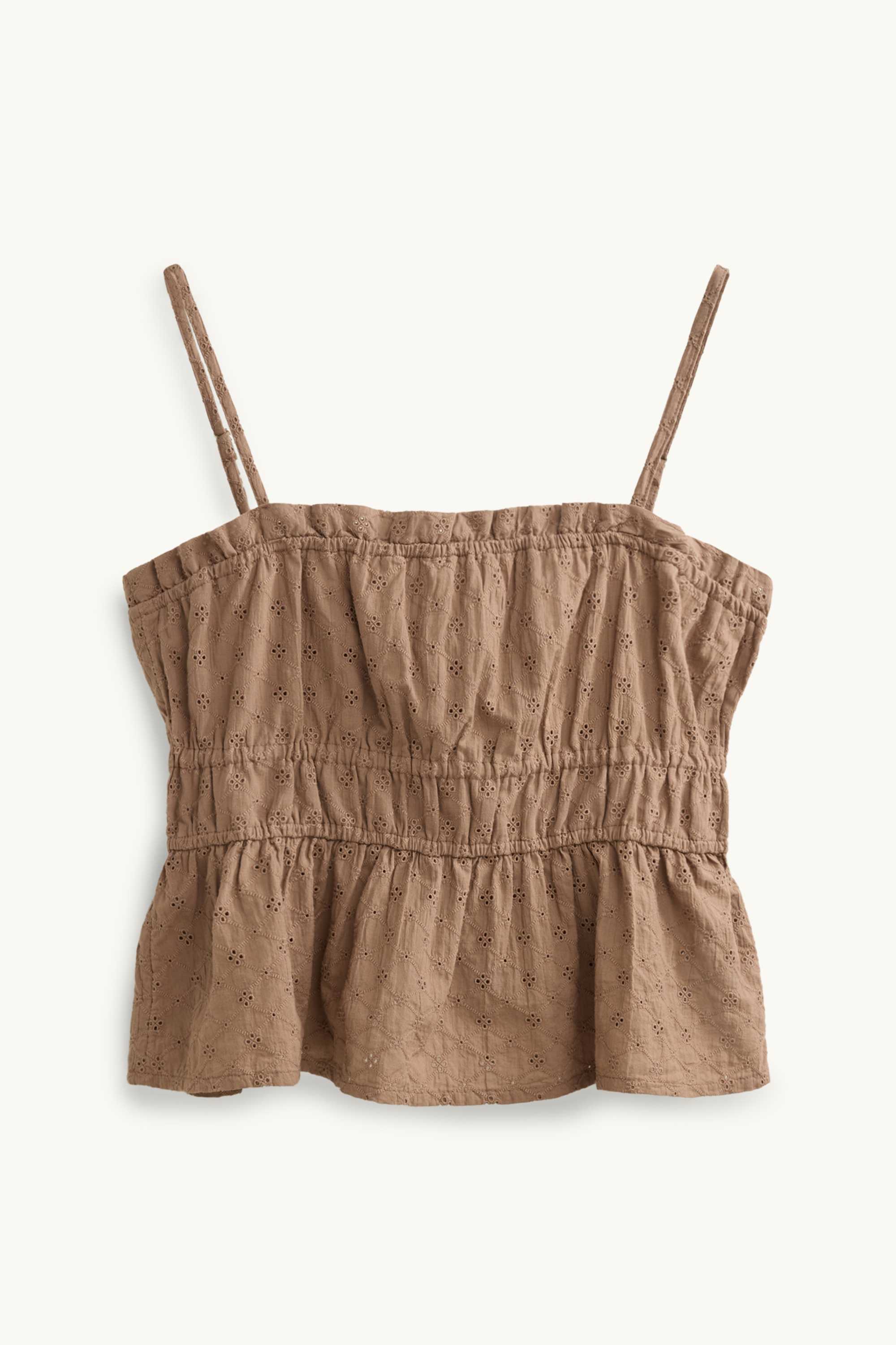 Blouse top - broderie anglaise light brown