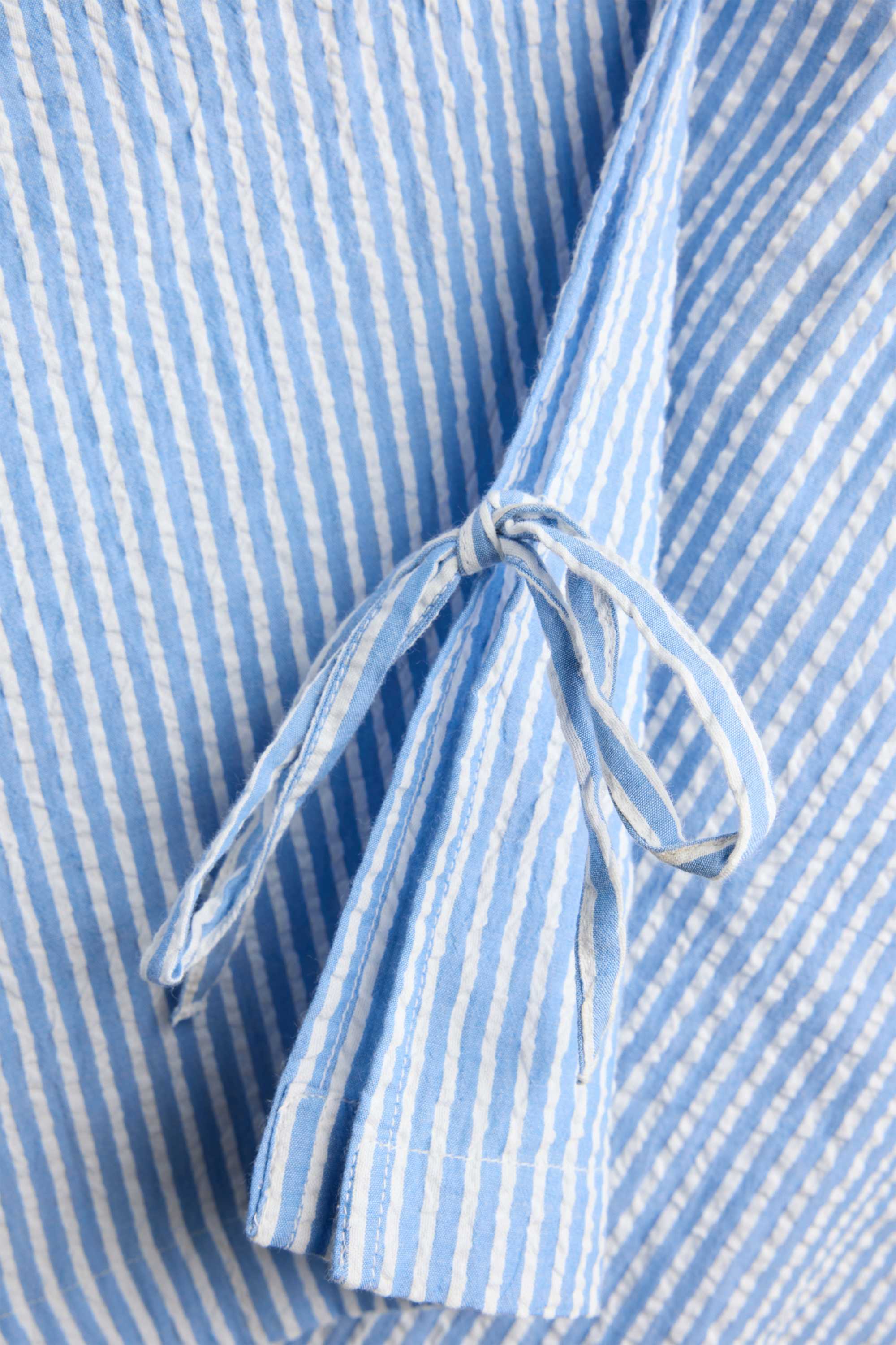 Cheesecloth trousers - mid-rise waist - wide leg - striped light blue