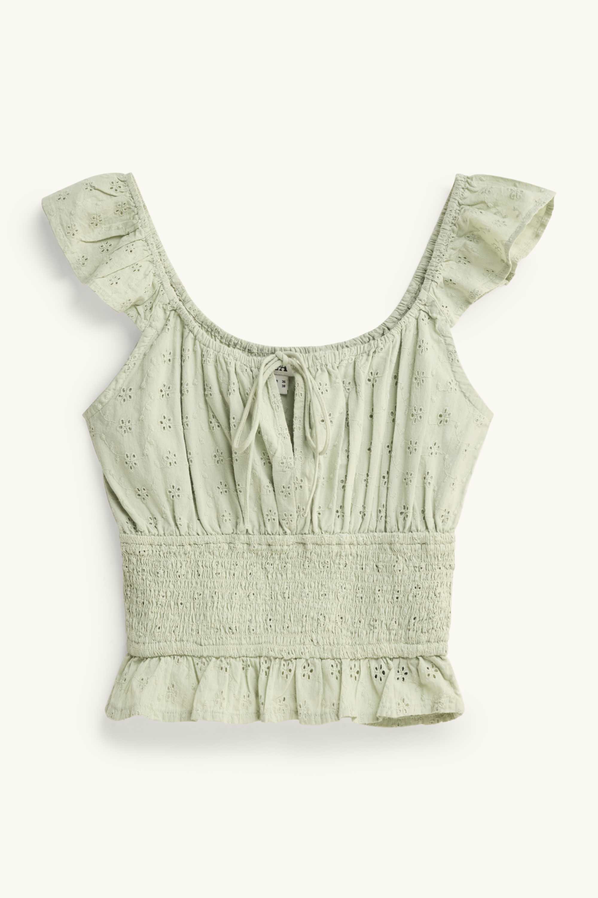 Cropped blouse - broderie anglaise light green