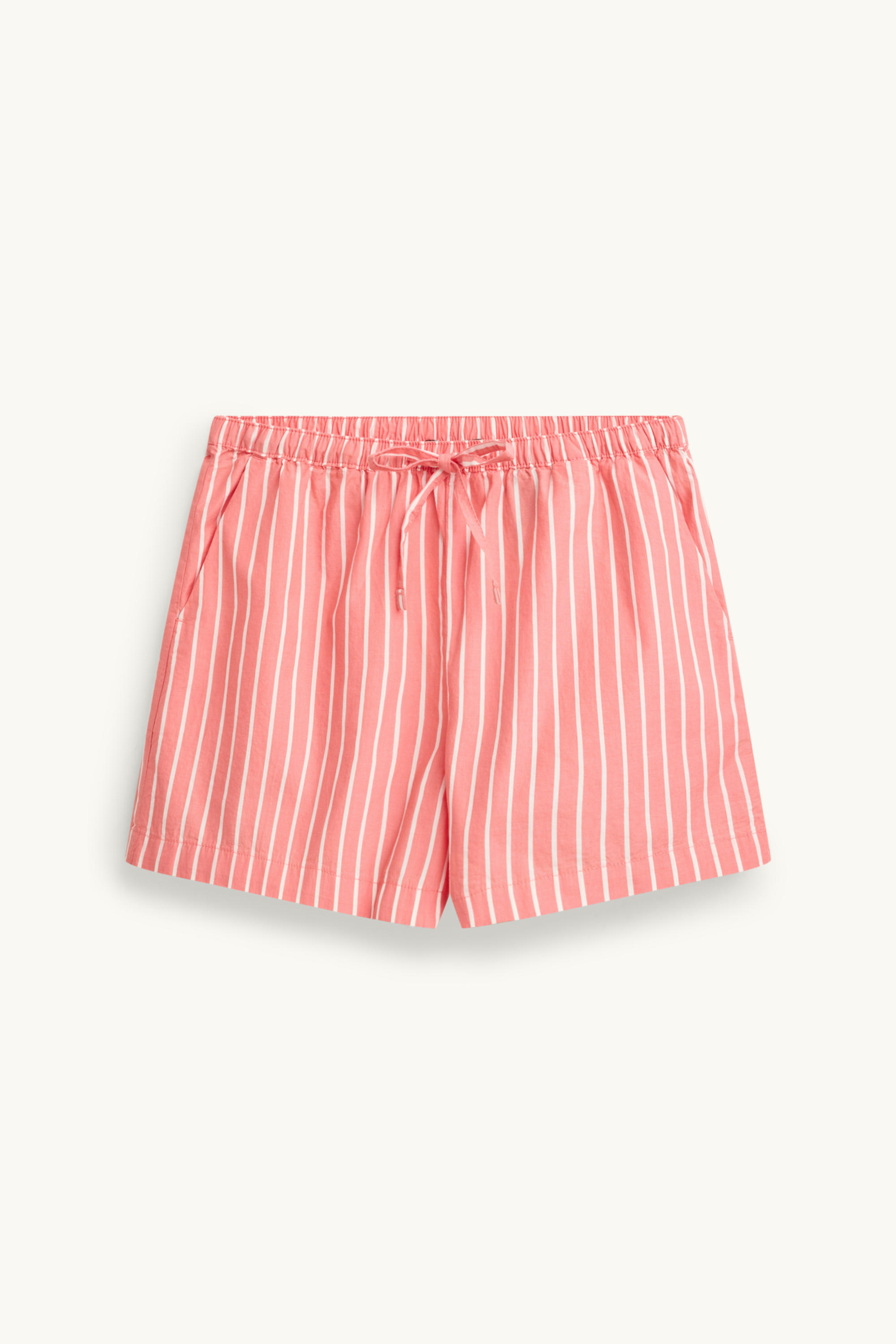 Shorts - mid-rise waist - striped red / white