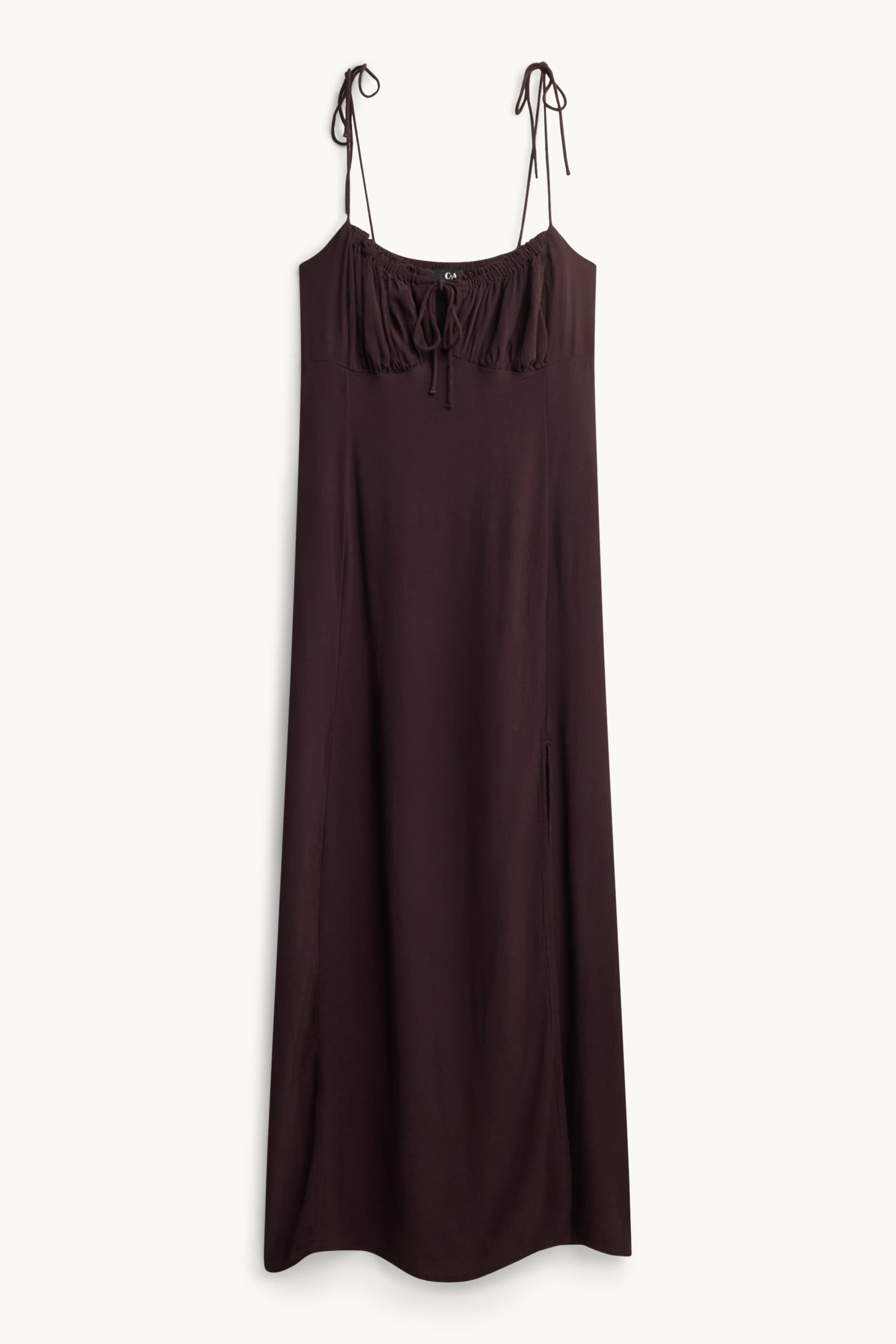 Dress with slit dark brown
