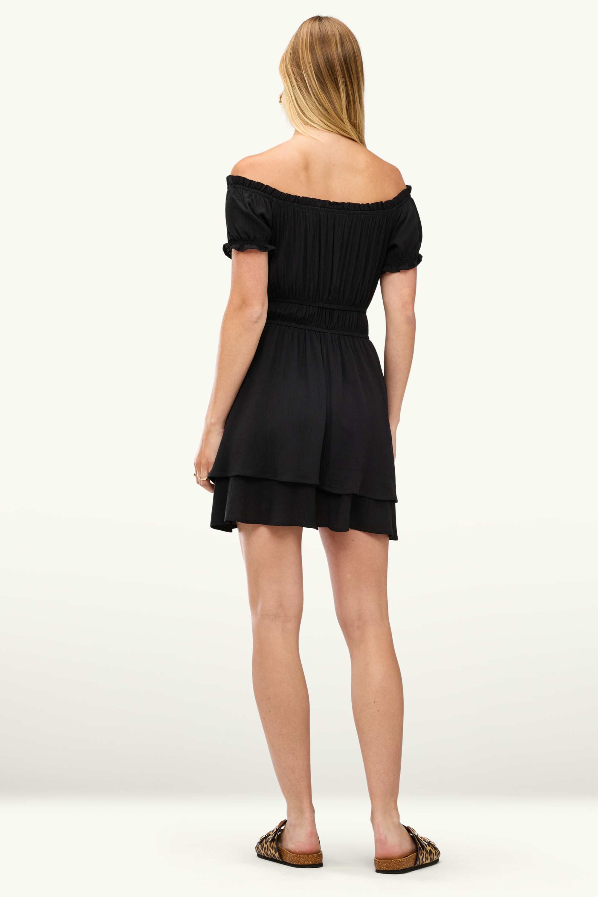 Fit & flare dress - textured black