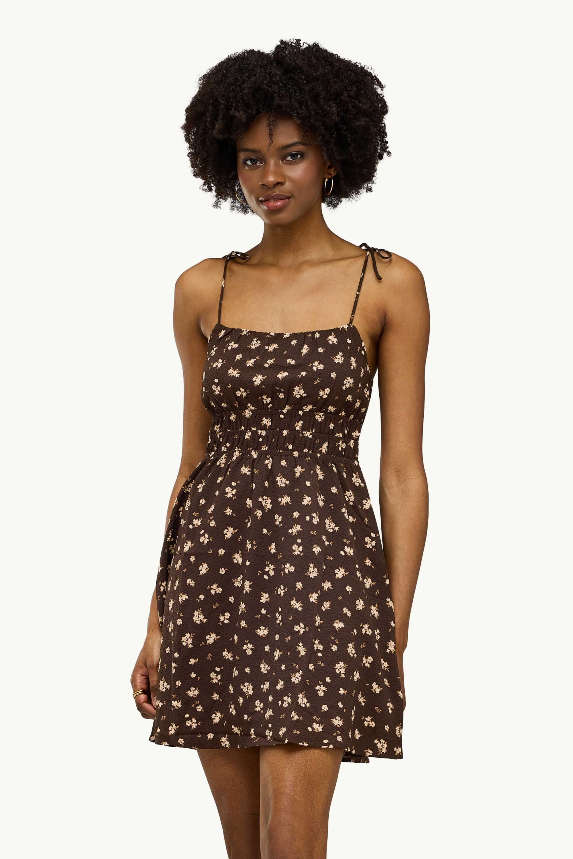 Dress - floral brown