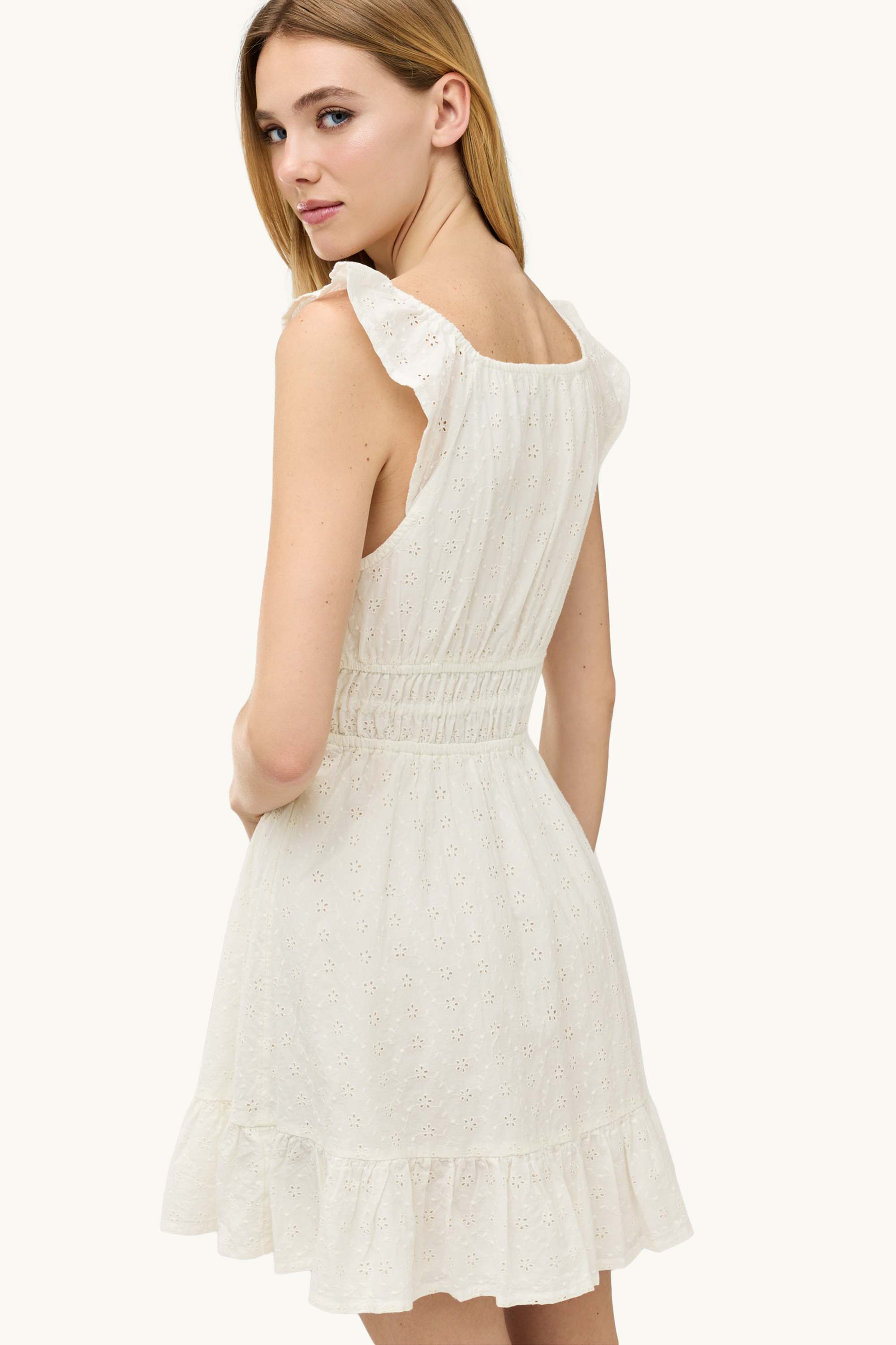 Dress - broderie anglaise cremewhite