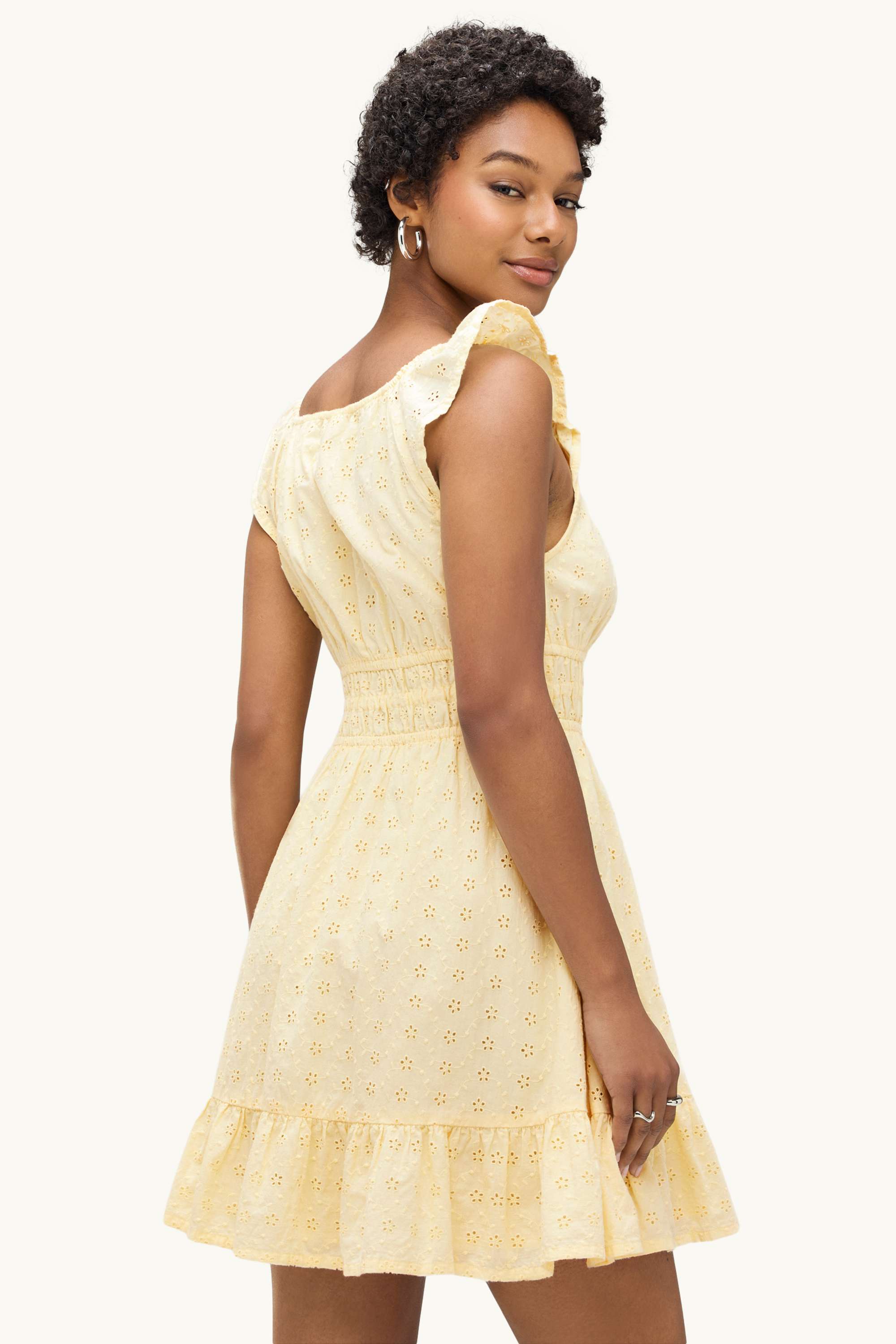 Dress - broderie anglaise yellow