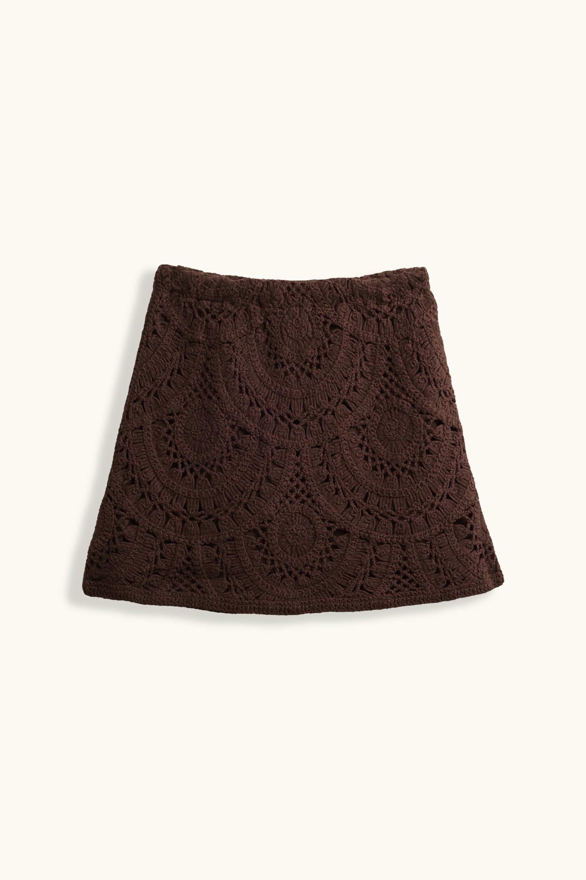 Crocheted miniskirt - textured dark brown