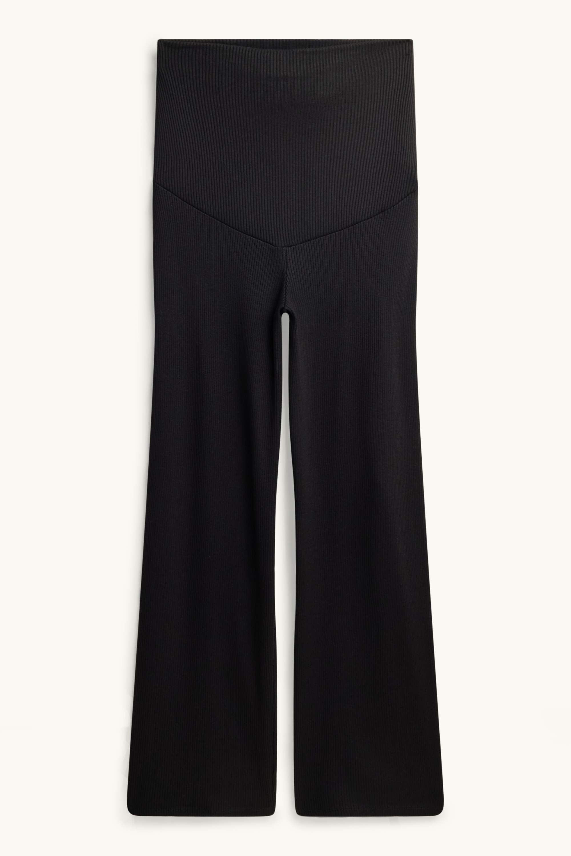Jersey maternity trousers - ribbed black (1)