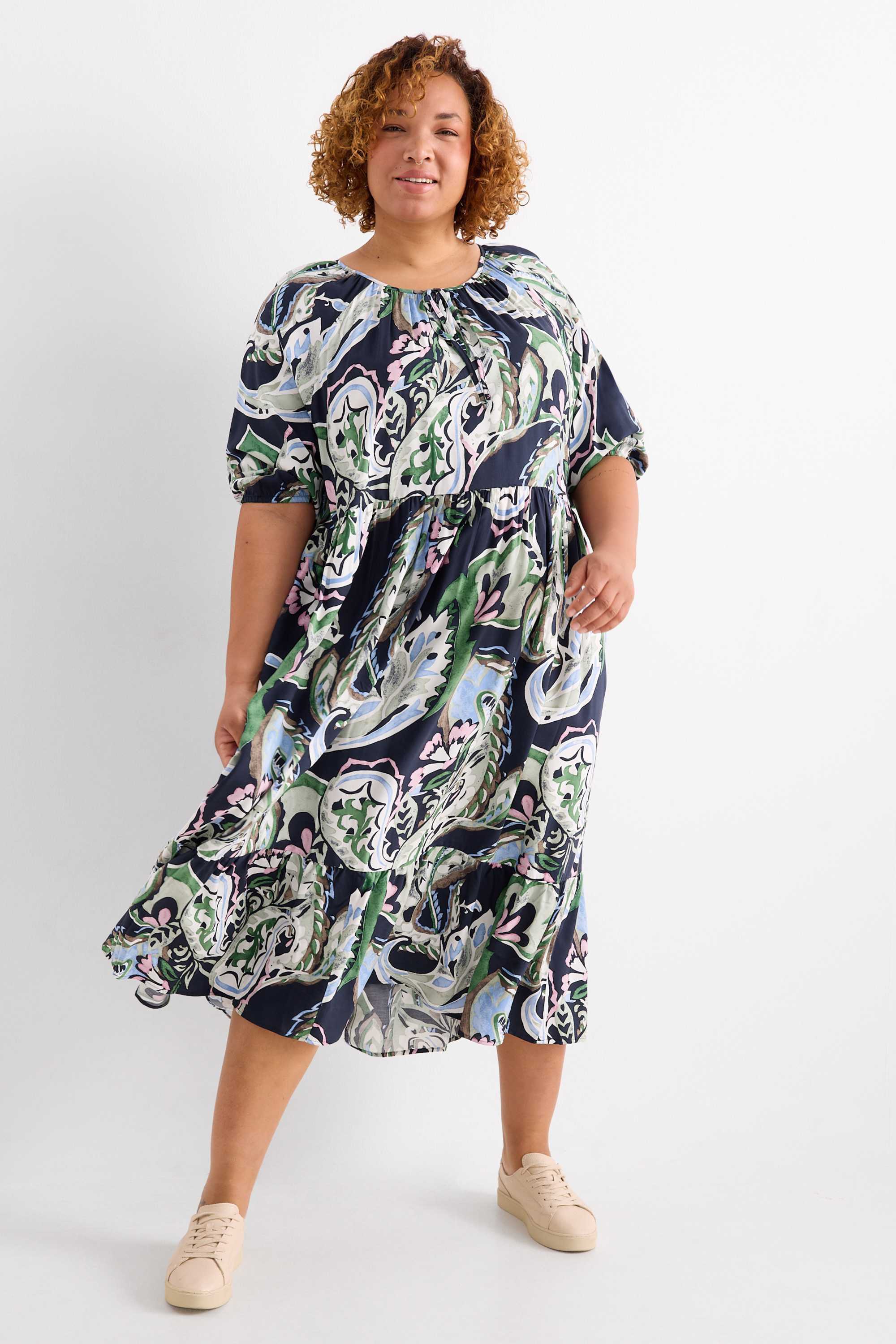 Viscose dress - patterned multicoloured