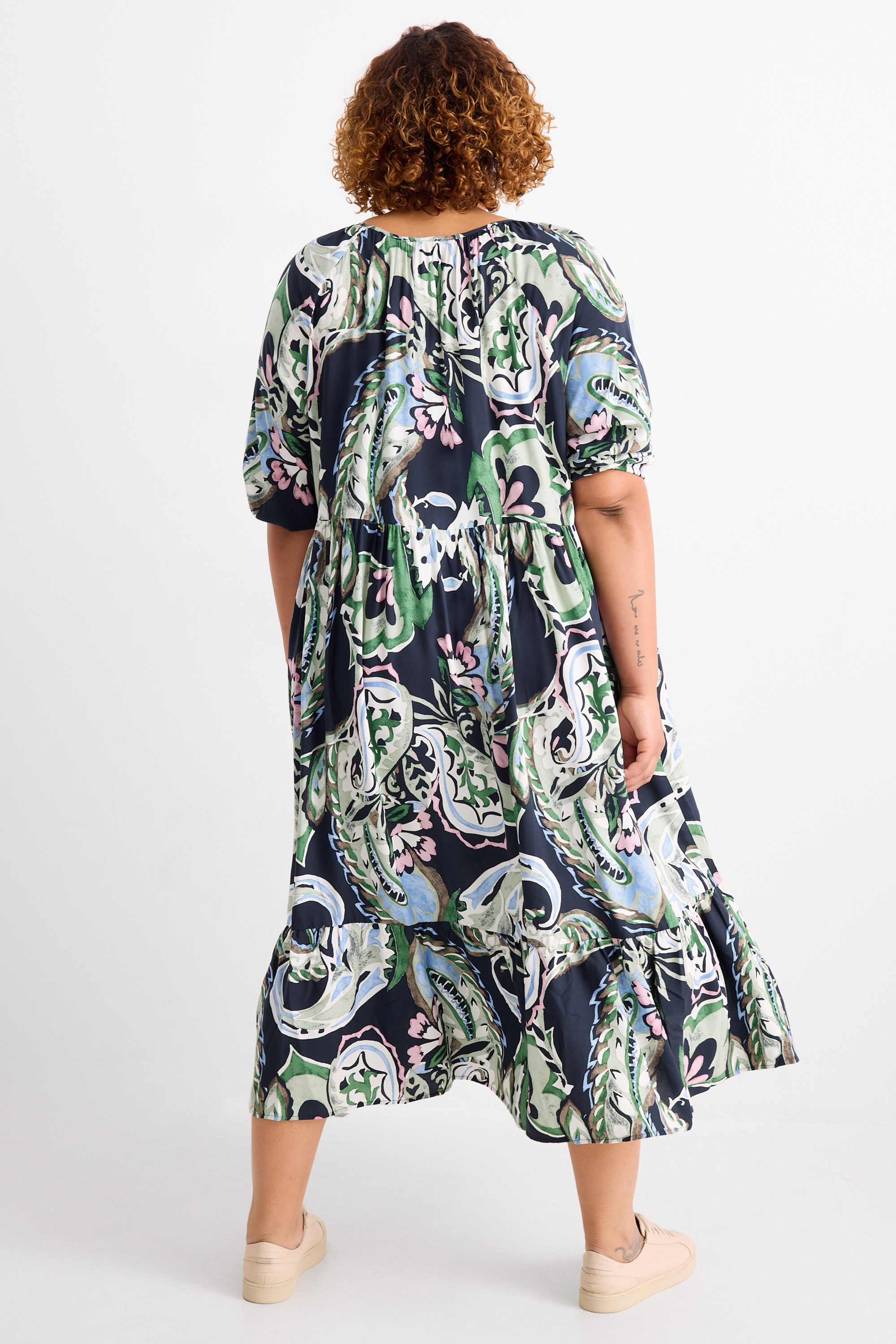 Viscose dress - patterned multicoloured