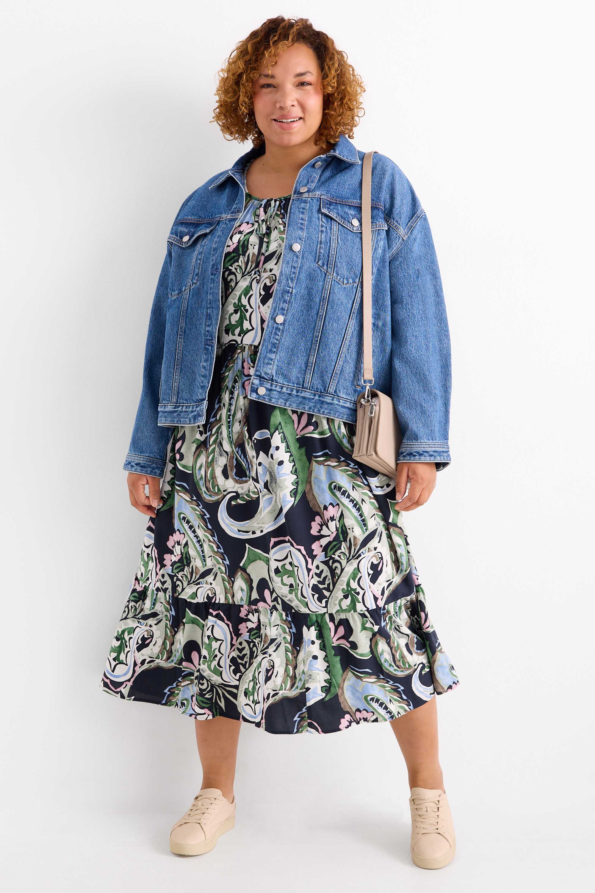 Viscose dress - patterned multicoloured