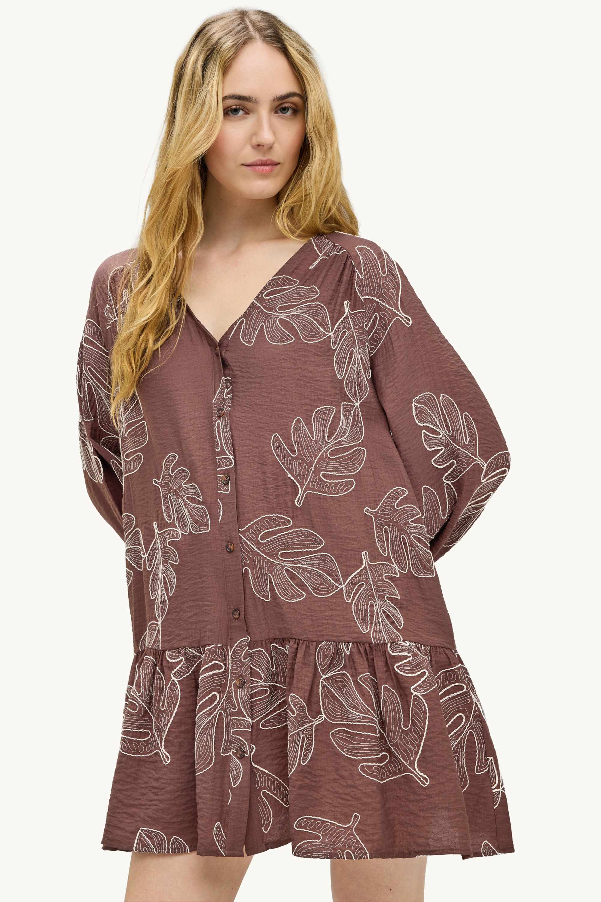 Dress - patterned brown