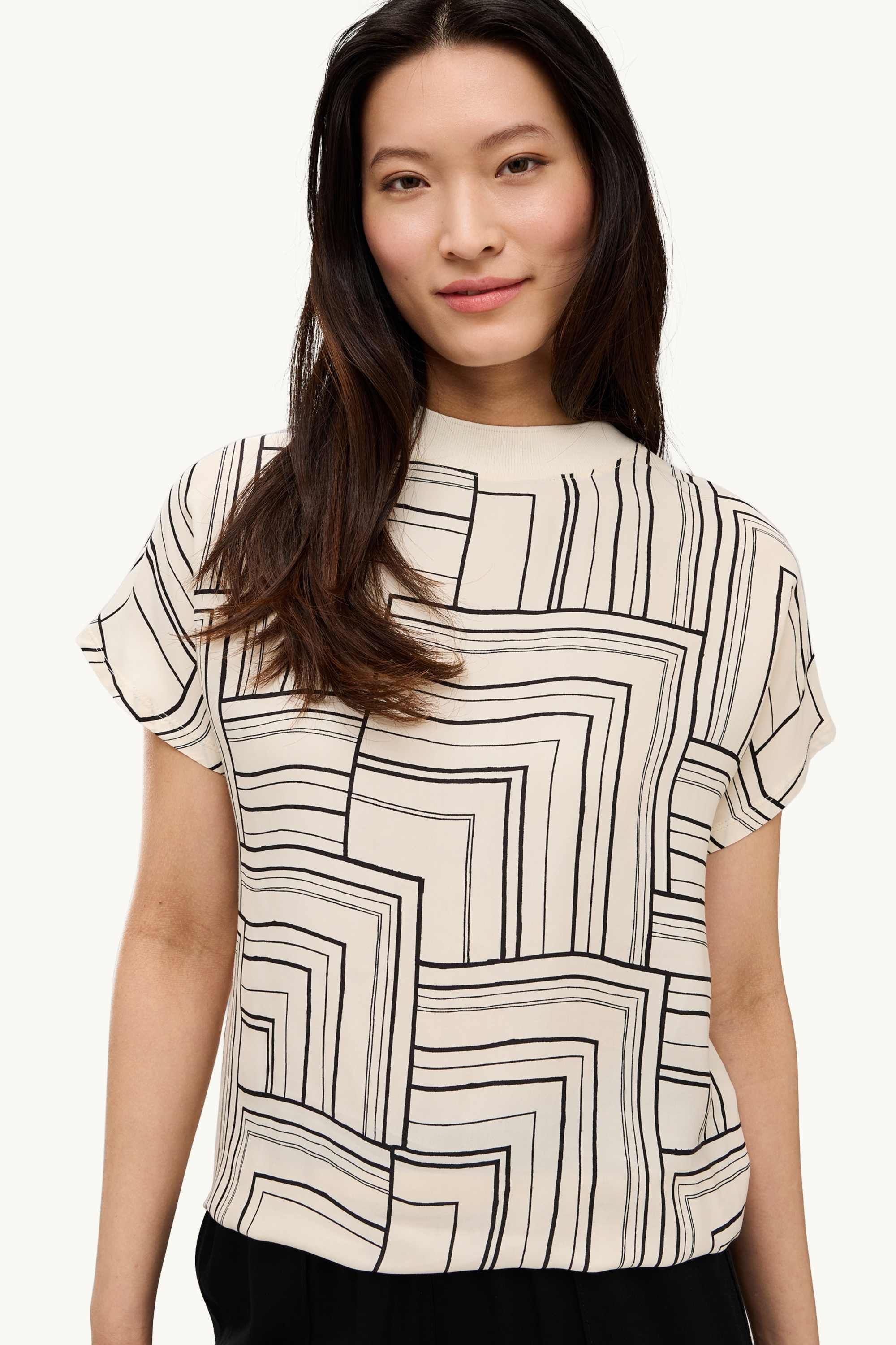 T-shirt - regular fit - patterned creme