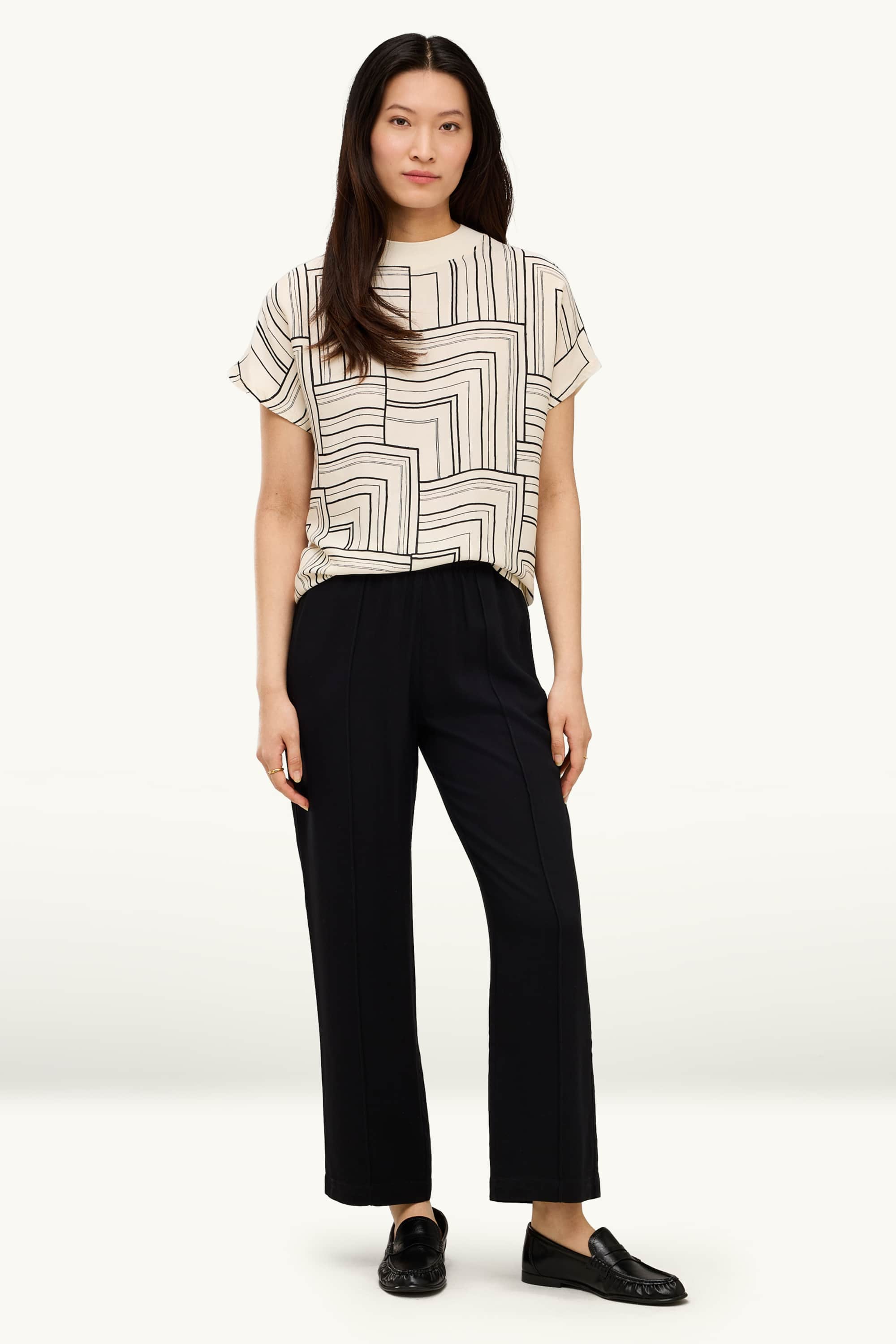 T-shirt - regular fit - patterned creme