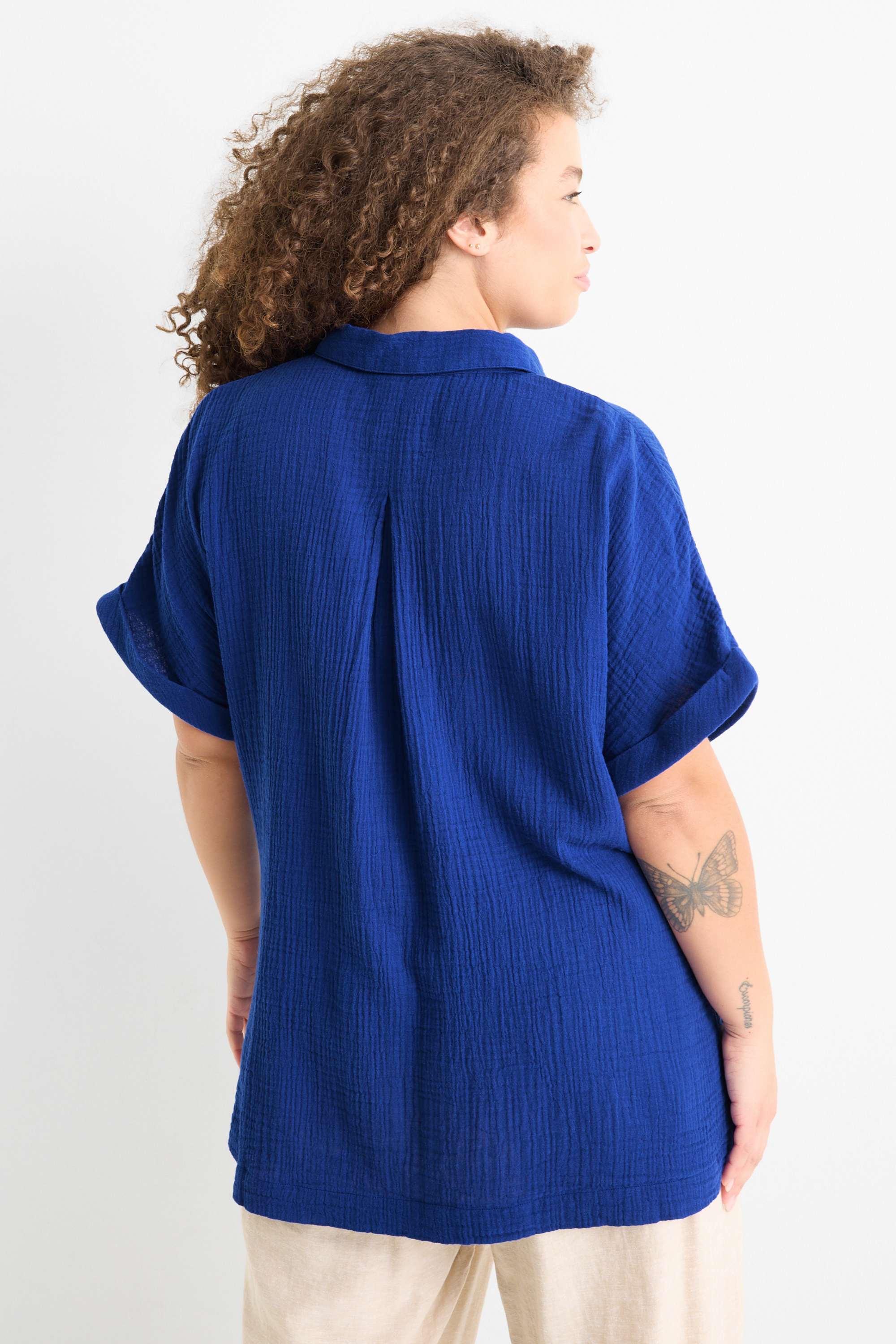 Cheesecloth blouse dark blue