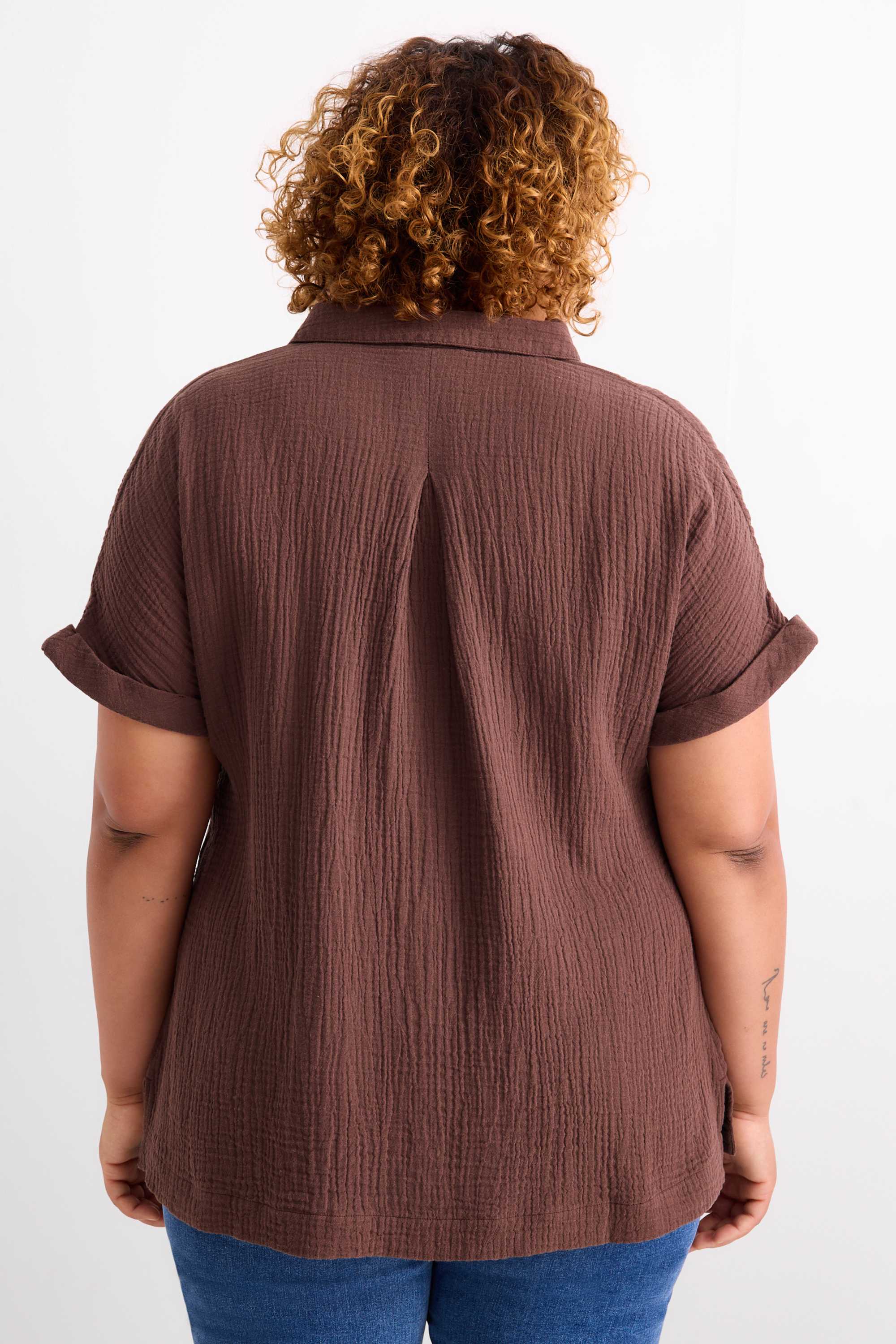 Cheesecloth blouse brown