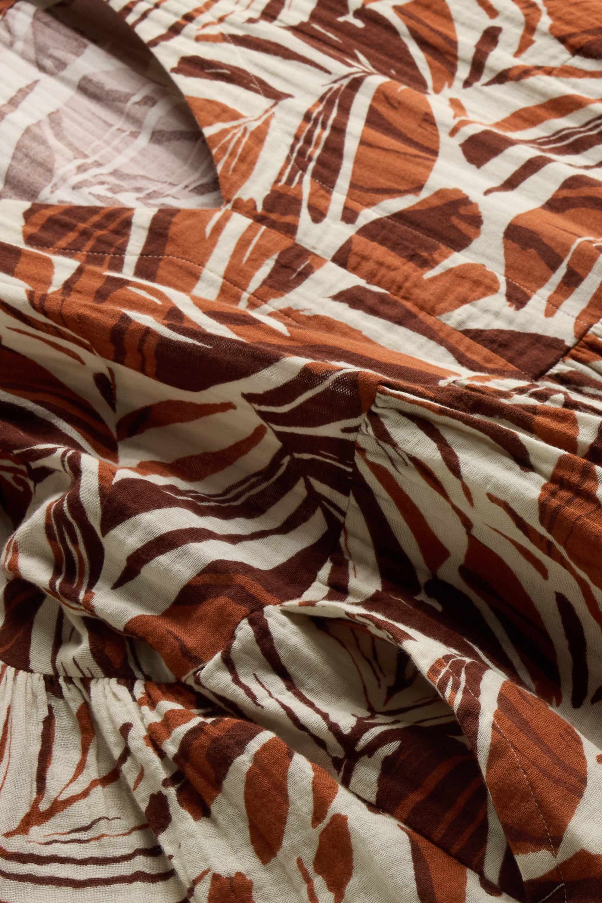 A-line dress with V-neck - patterned brown / cremewhite