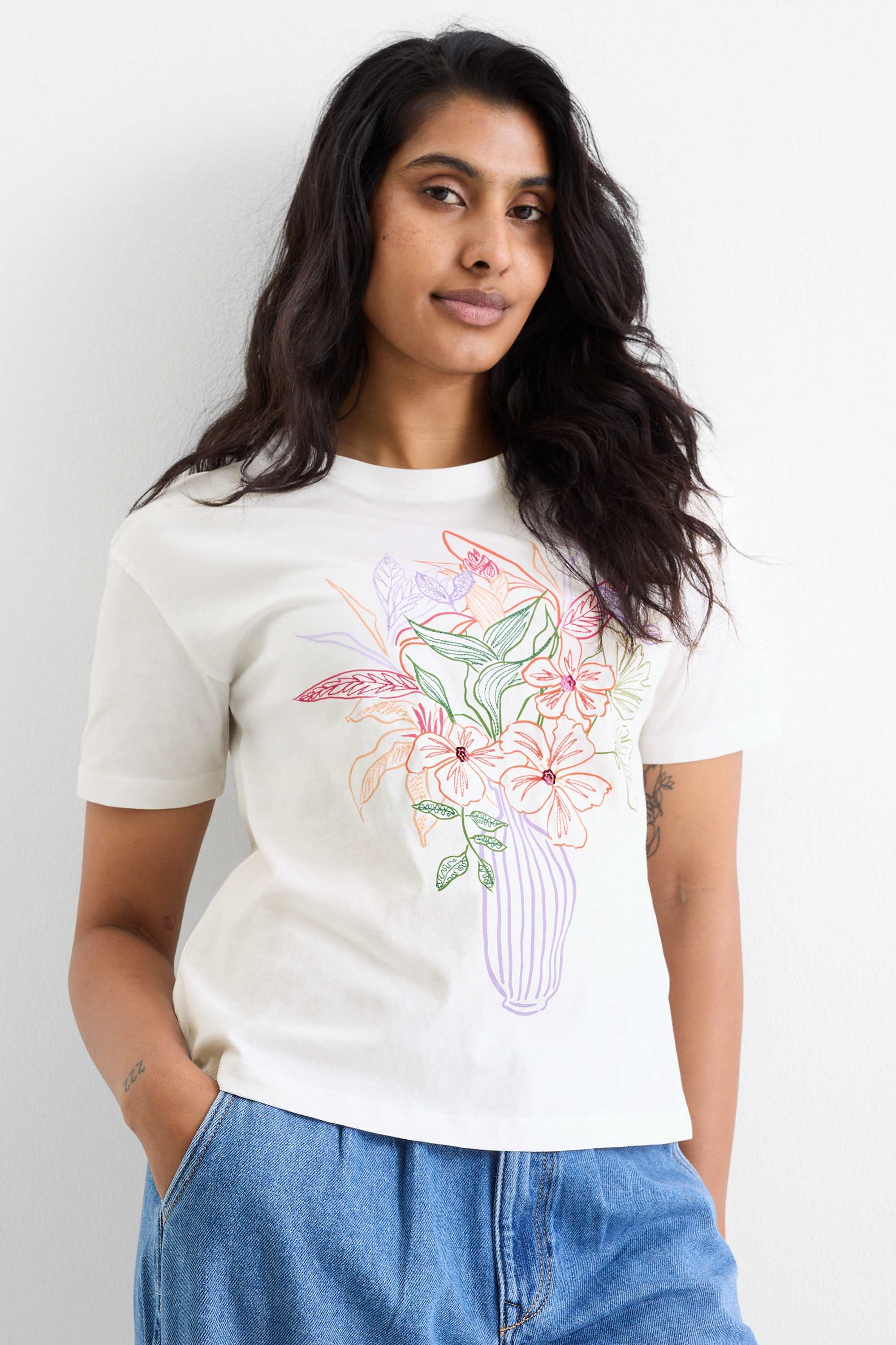 T-shirt - regular fit - shiny cremewhite