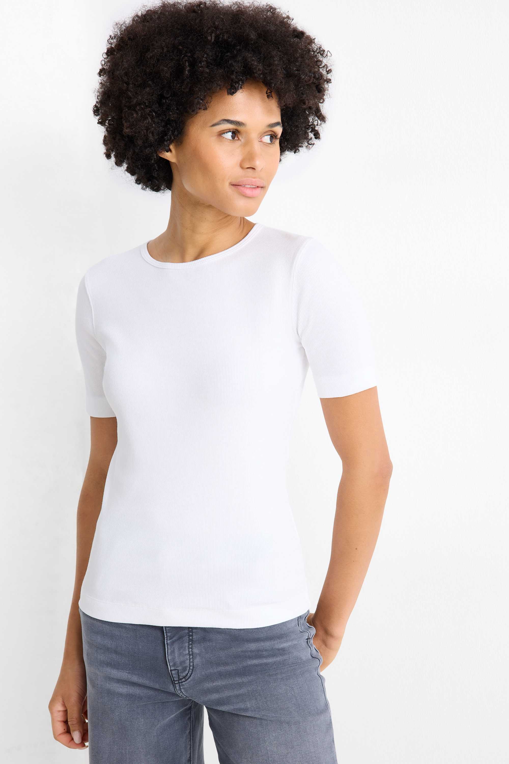 Multipack of 2 - T-shirt - slim fit - ribbed black / white