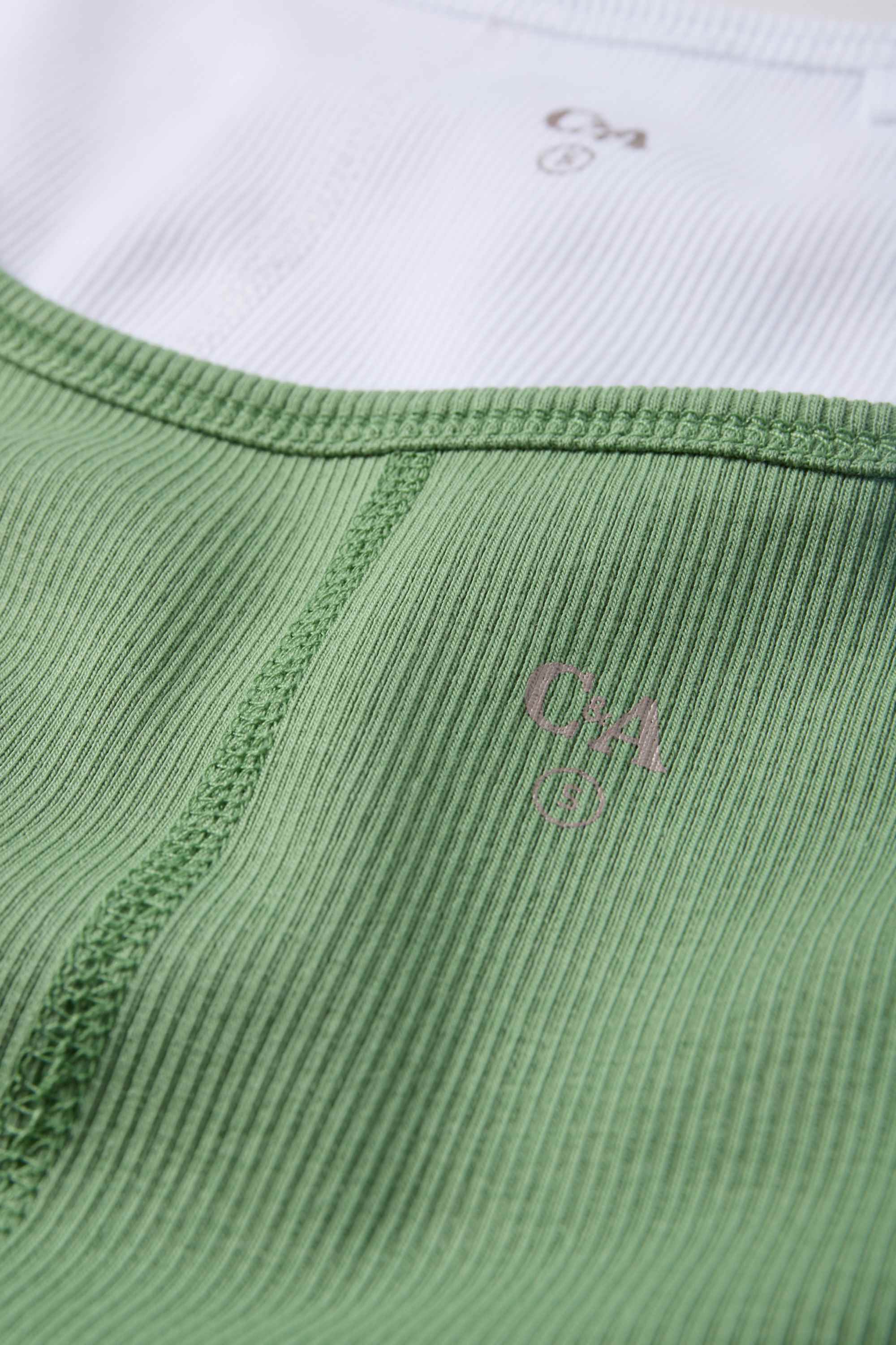 Multipack of 2 - top - ribbed white / green