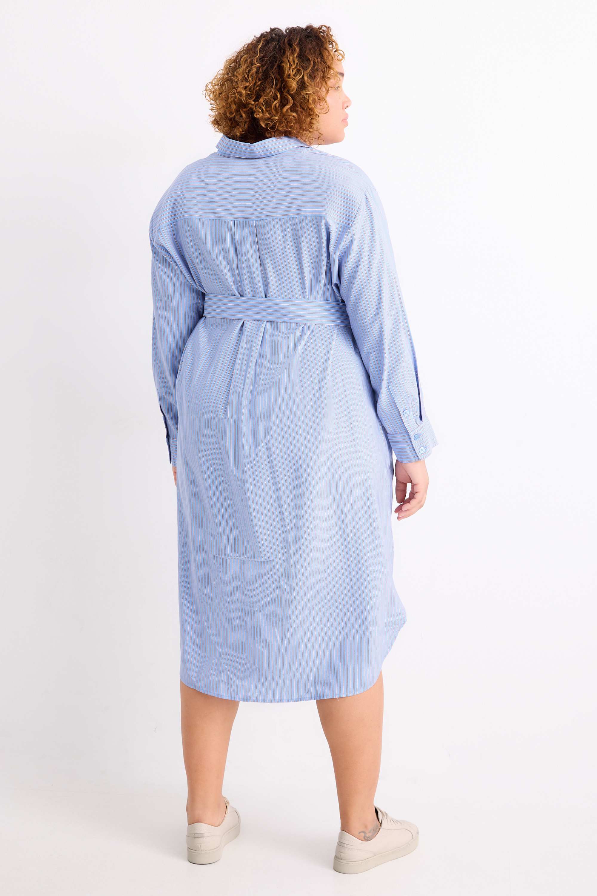 Shirt dress with belt - striped light blue