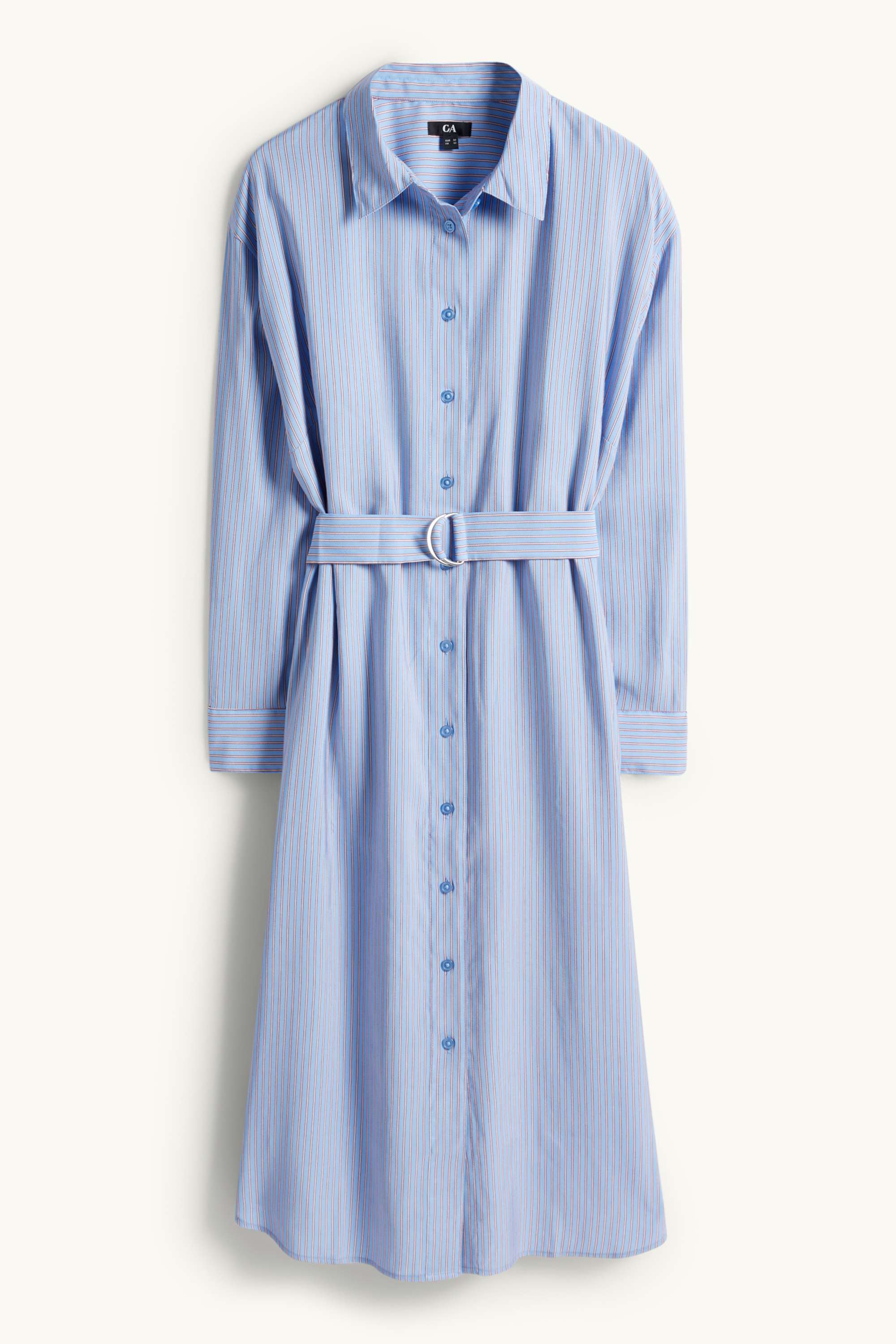 Shirt dress with belt - striped light blue