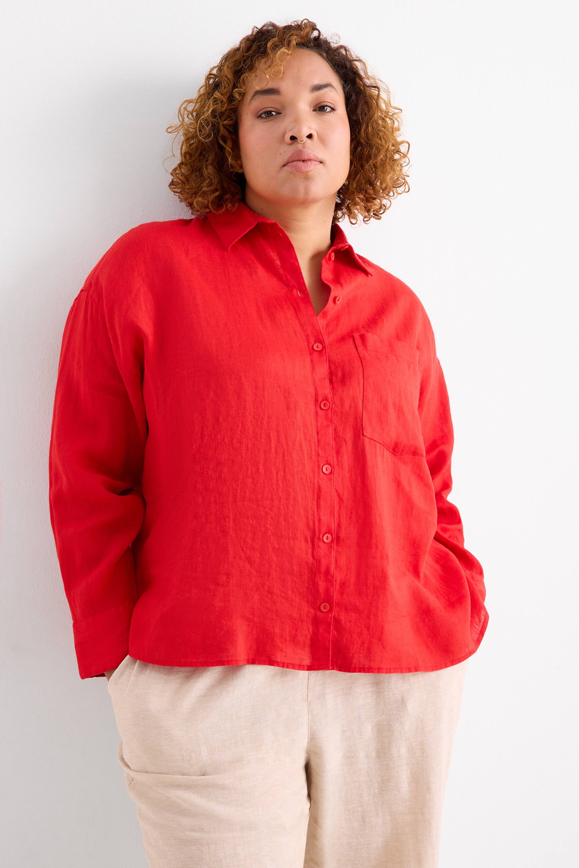 Linen blouse red