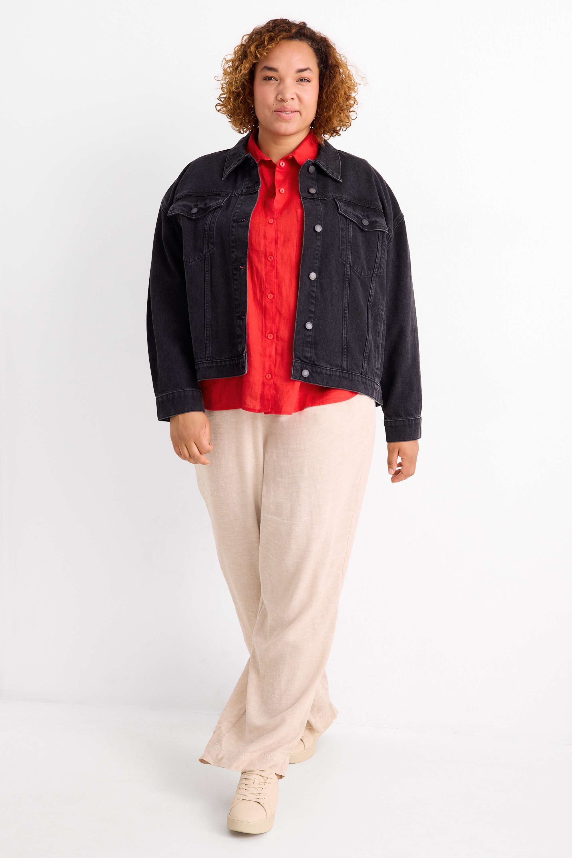 Linen blouse red