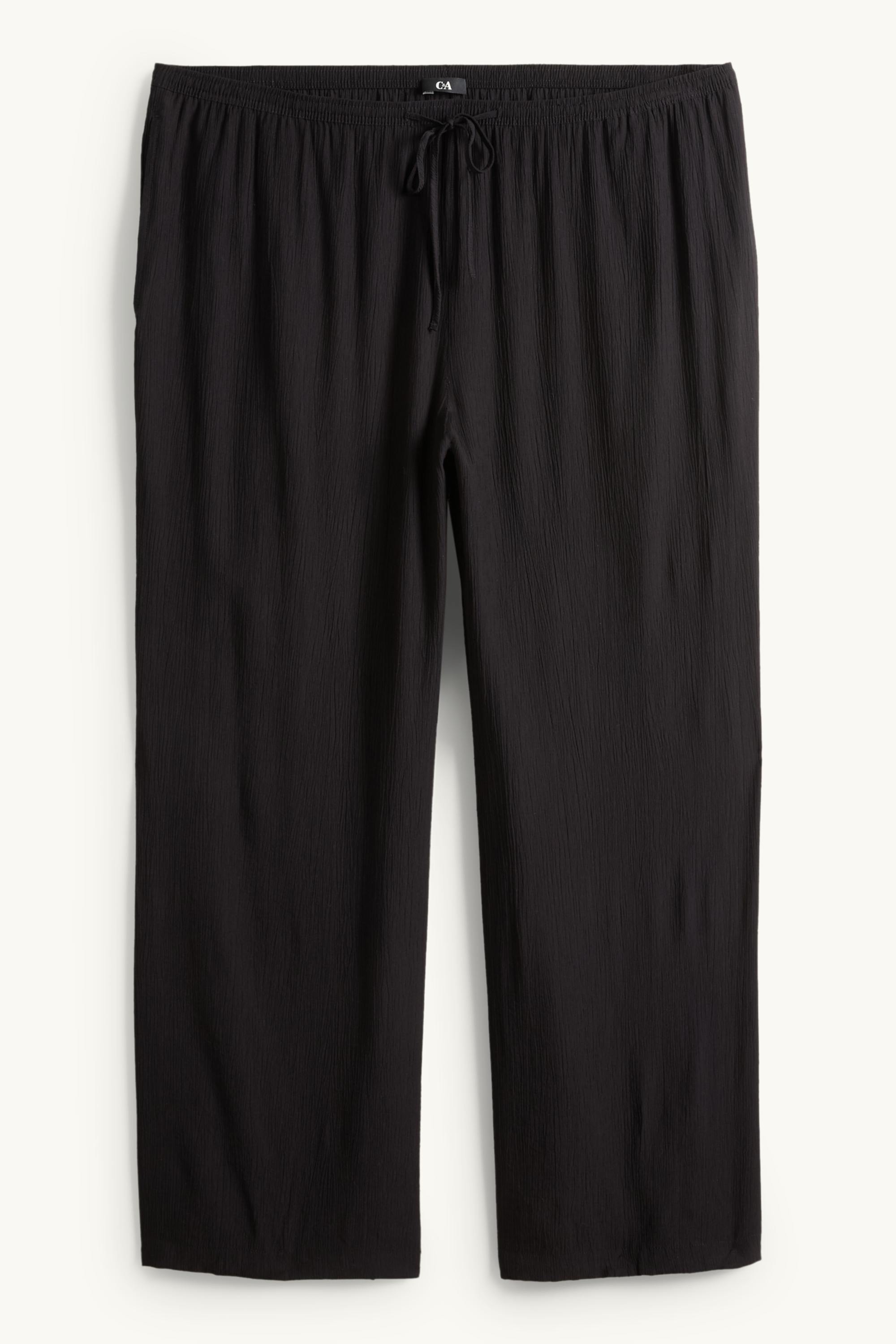 Cloth trousers - mid-rise waist - wide leg black