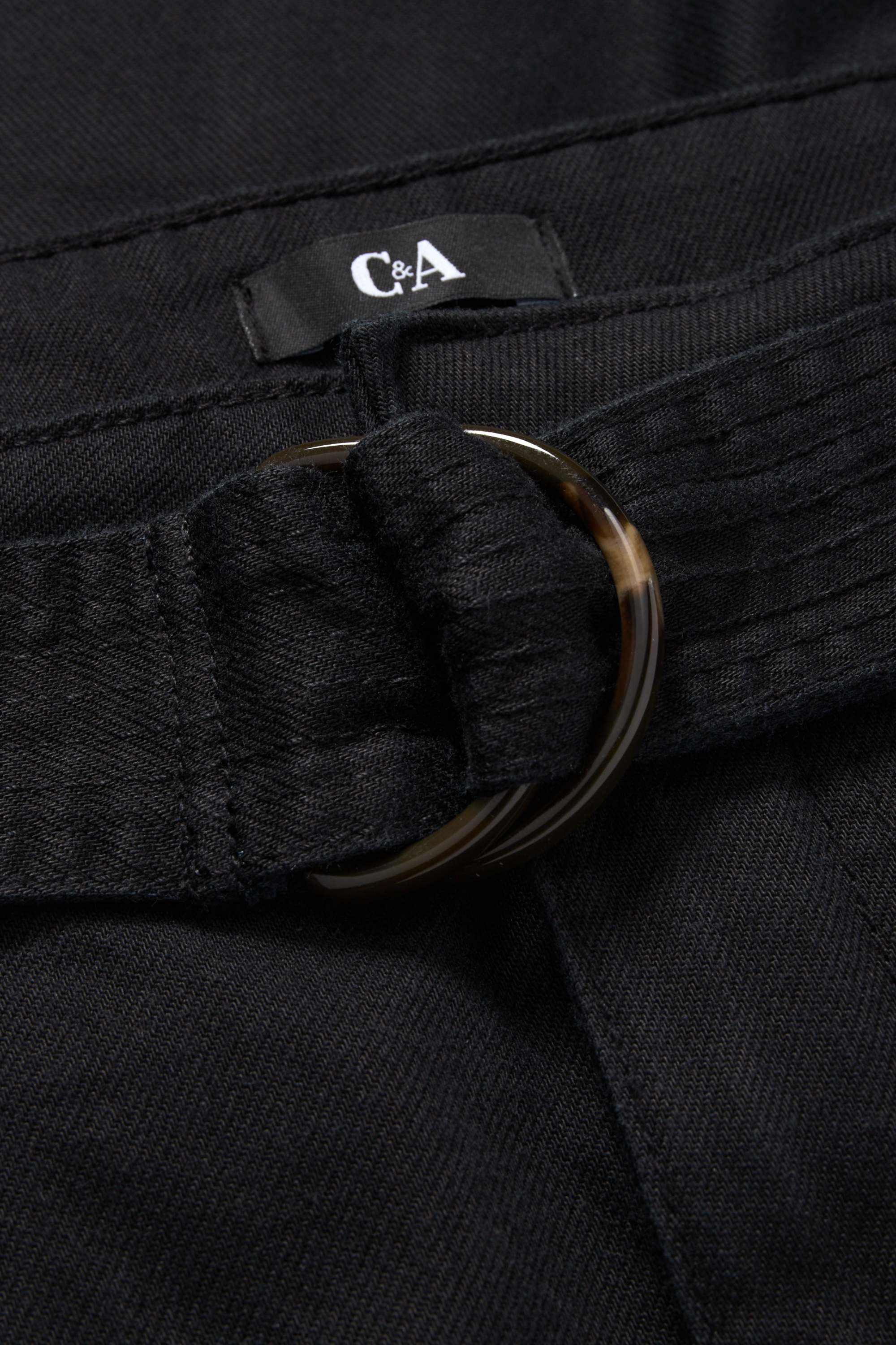 Cargo trousers with belt - high waist - tapered fit black