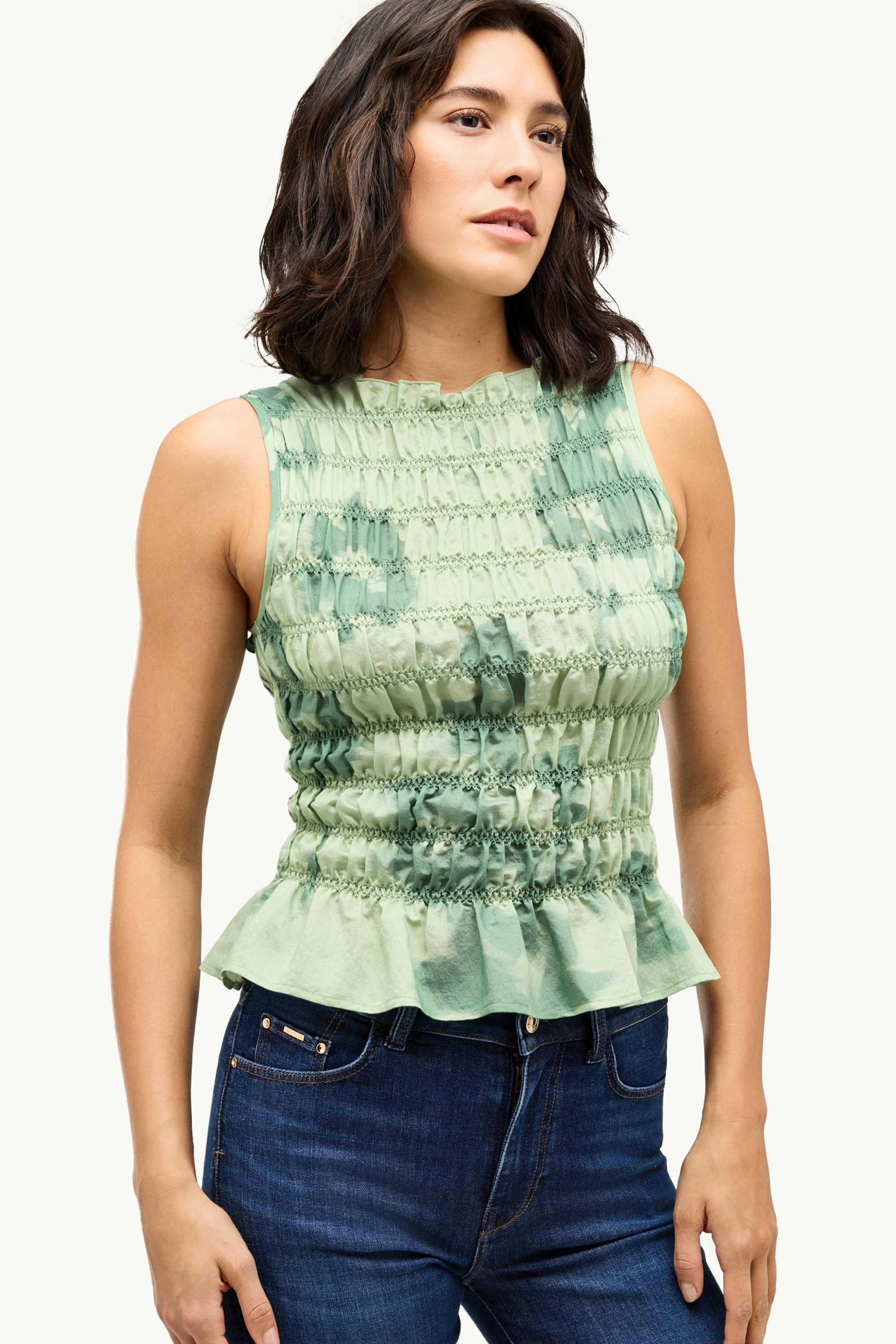 Blouse top - floral green