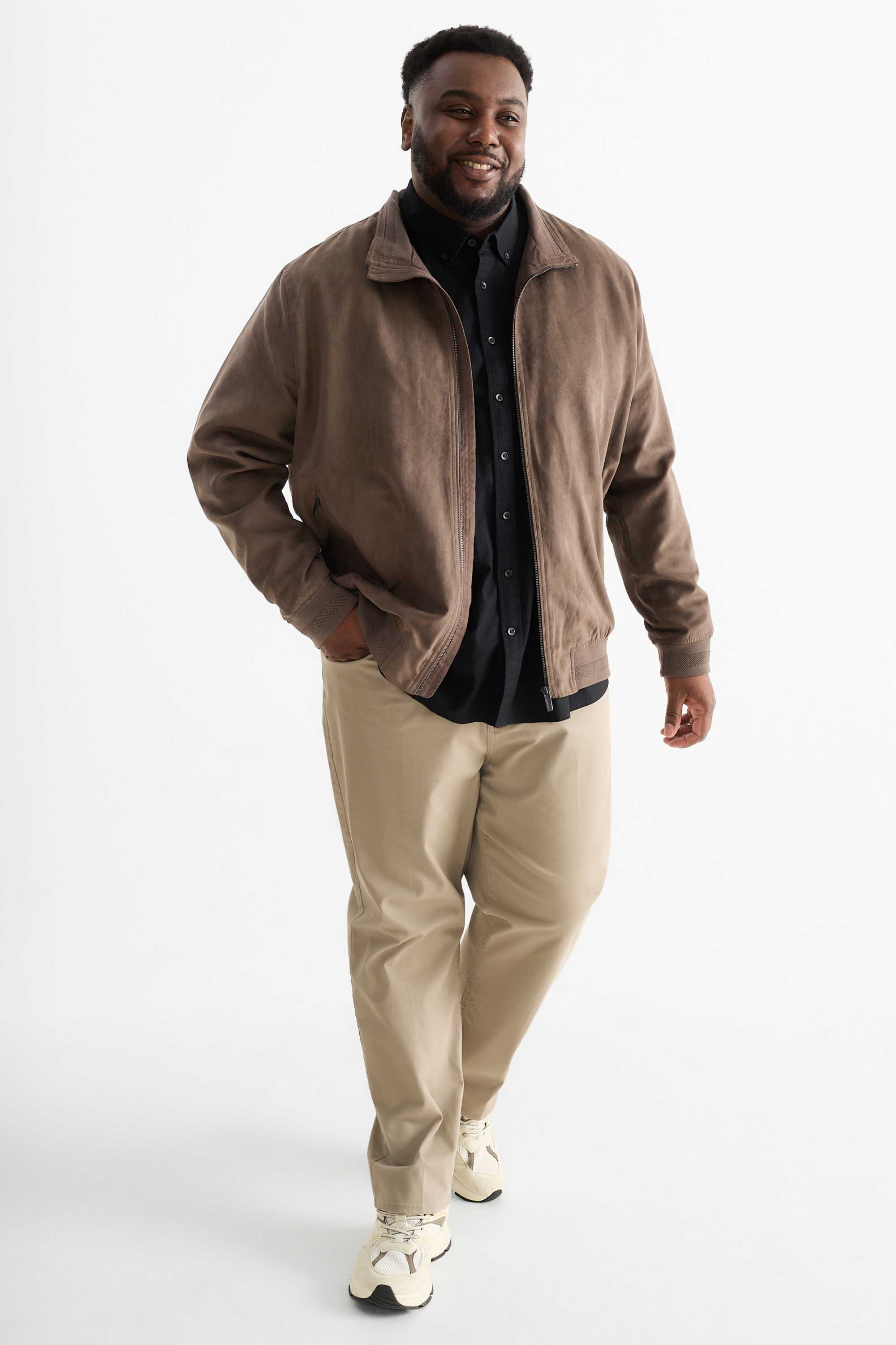 Bomber jacket - faux leather dark brown