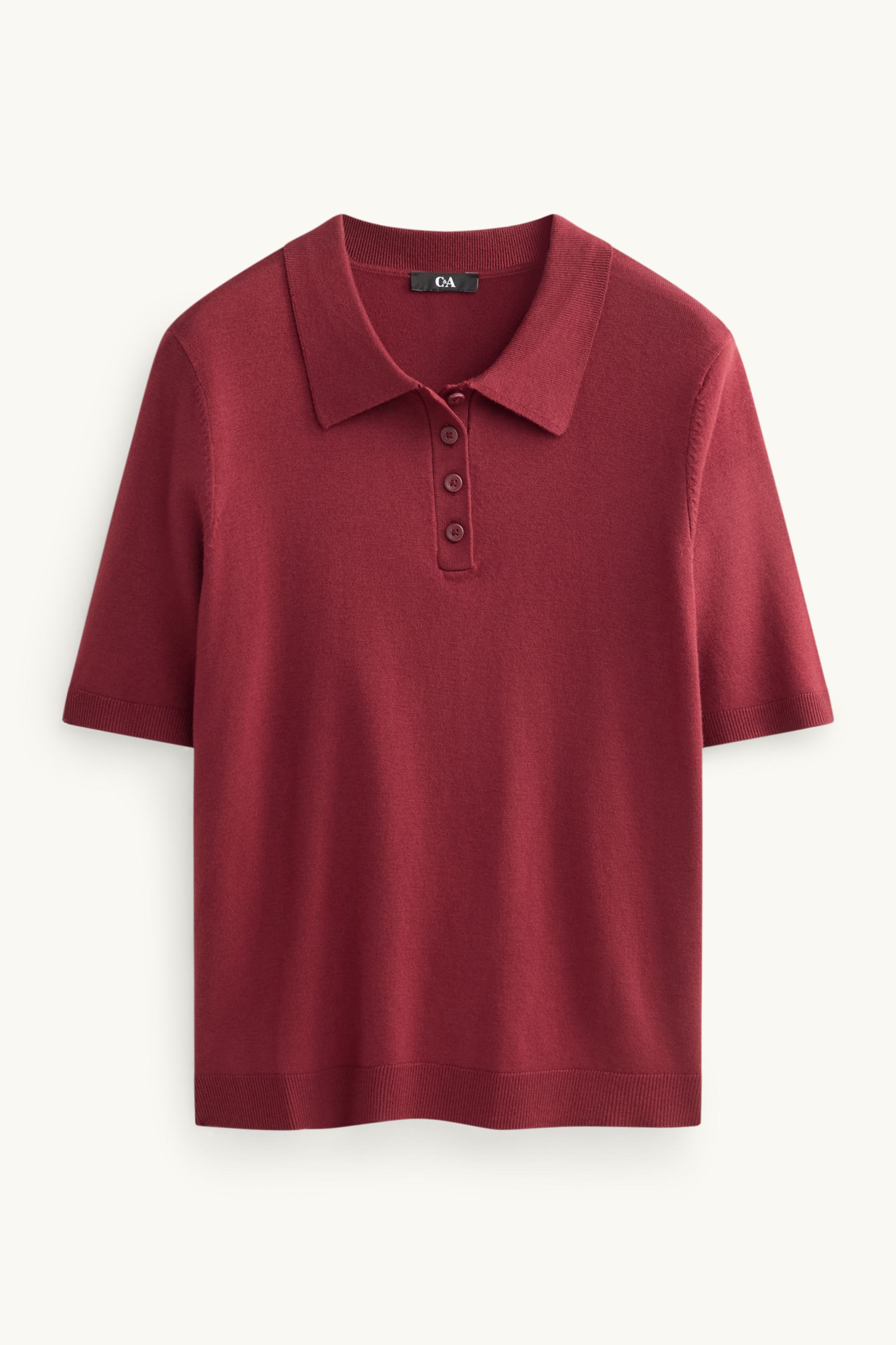 Knitted polo shirt - regular fit dark red