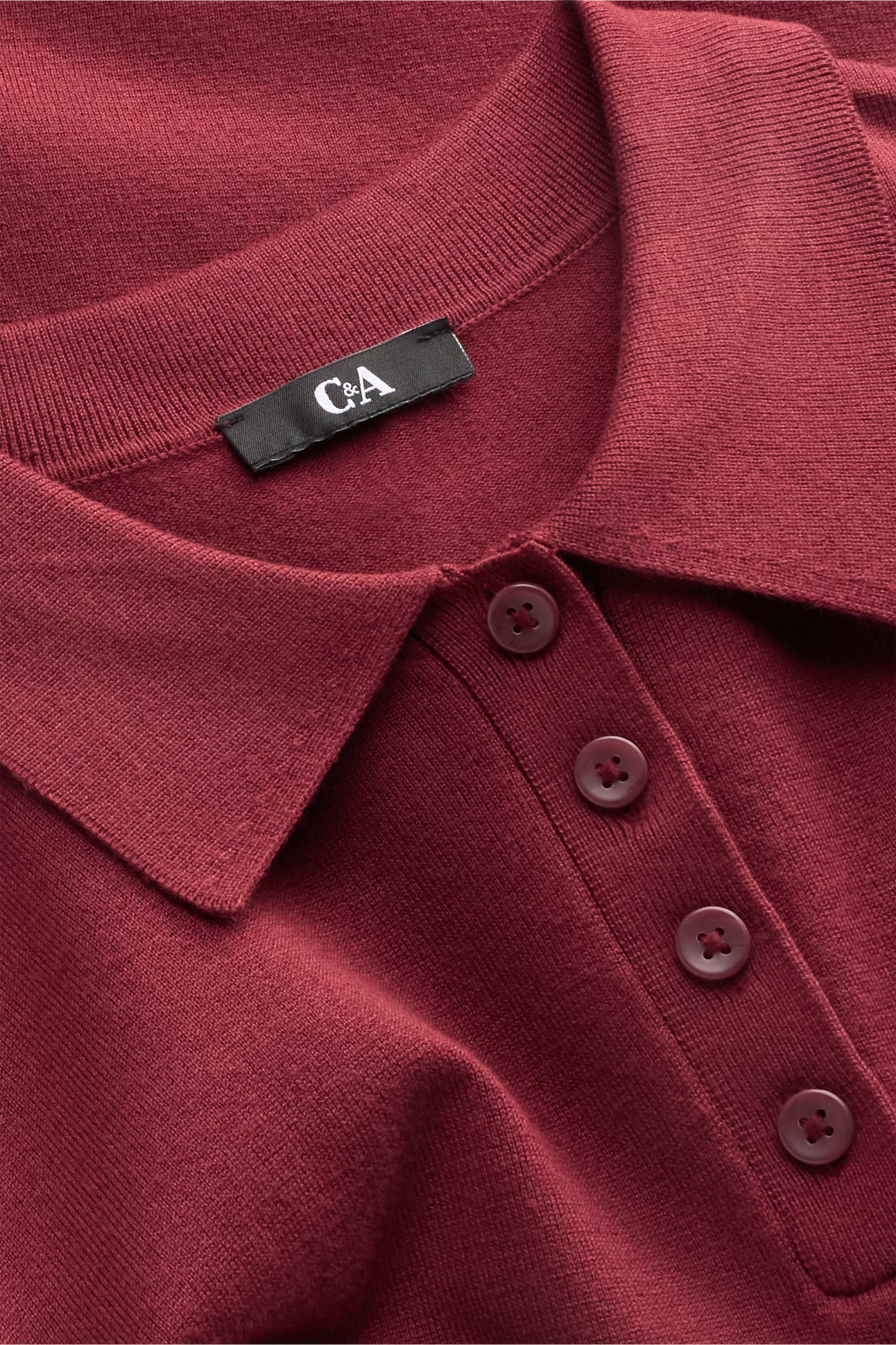 Knitted polo shirt - regular fit dark red