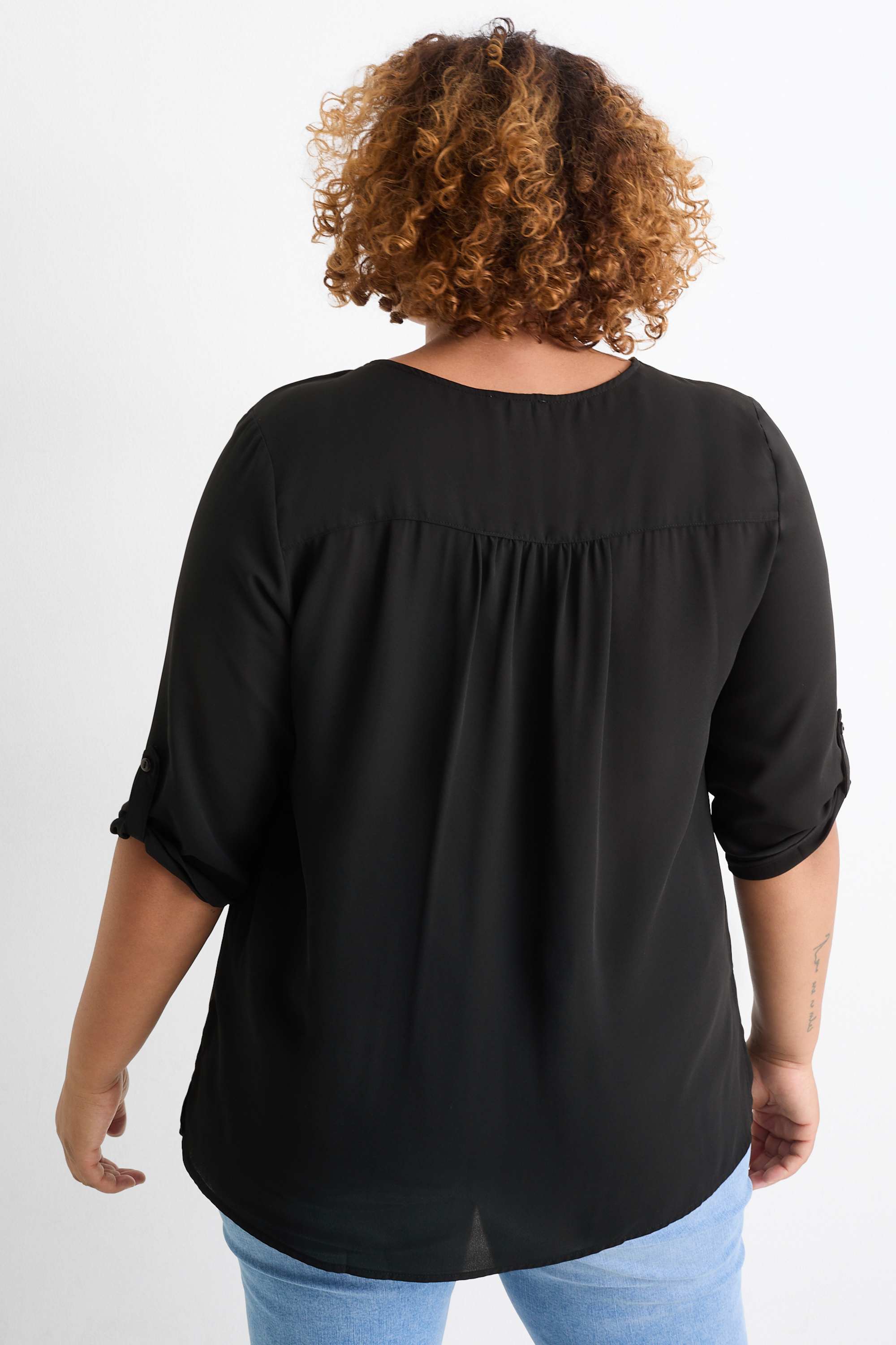 V-neck blouse black