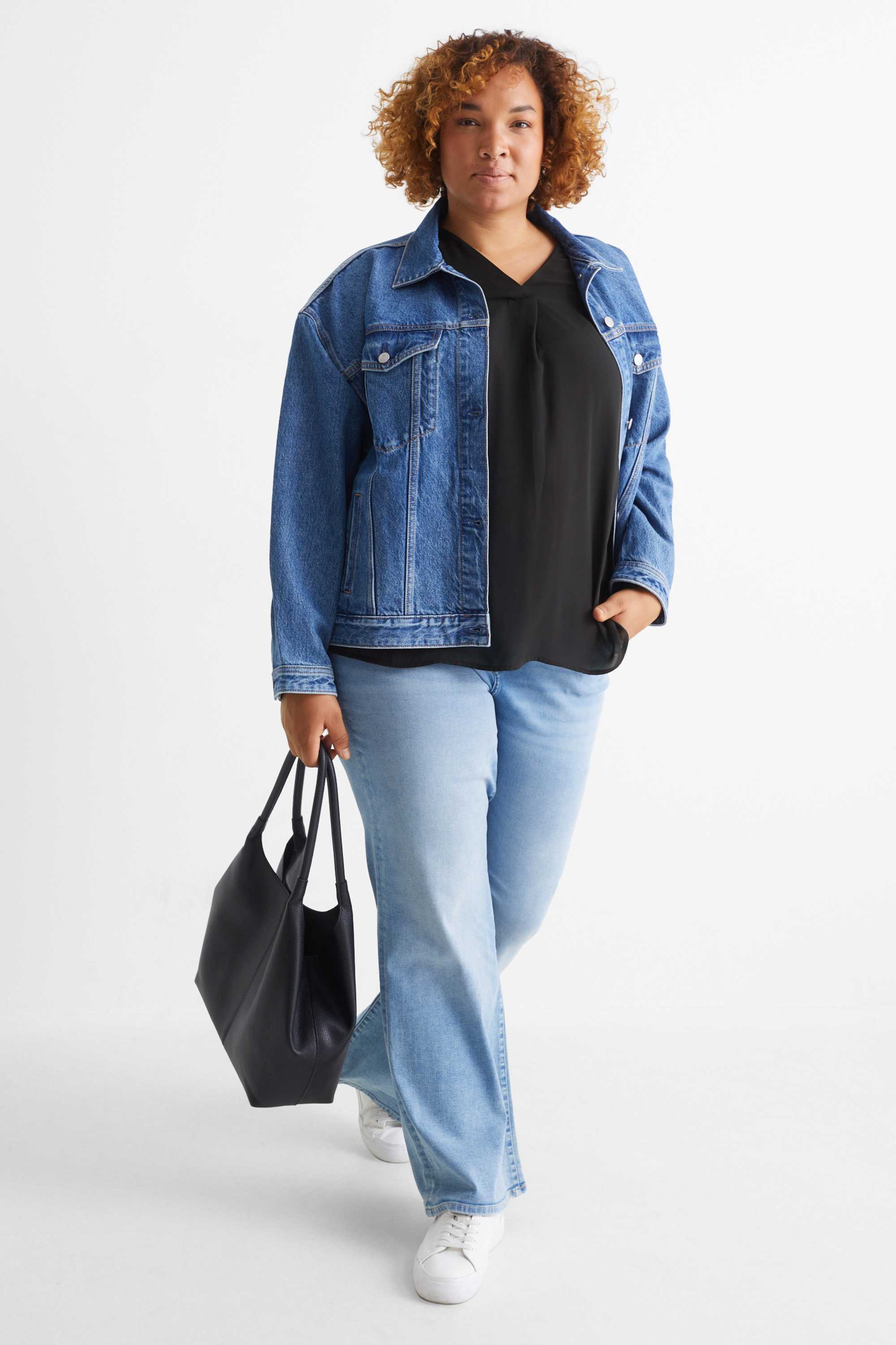 V-neck blouse black
