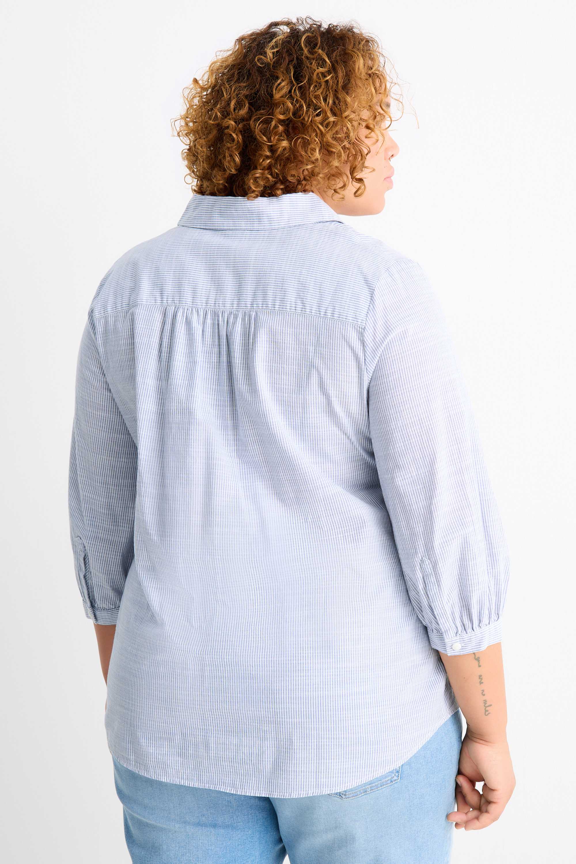 Blouse - striped white / light blue