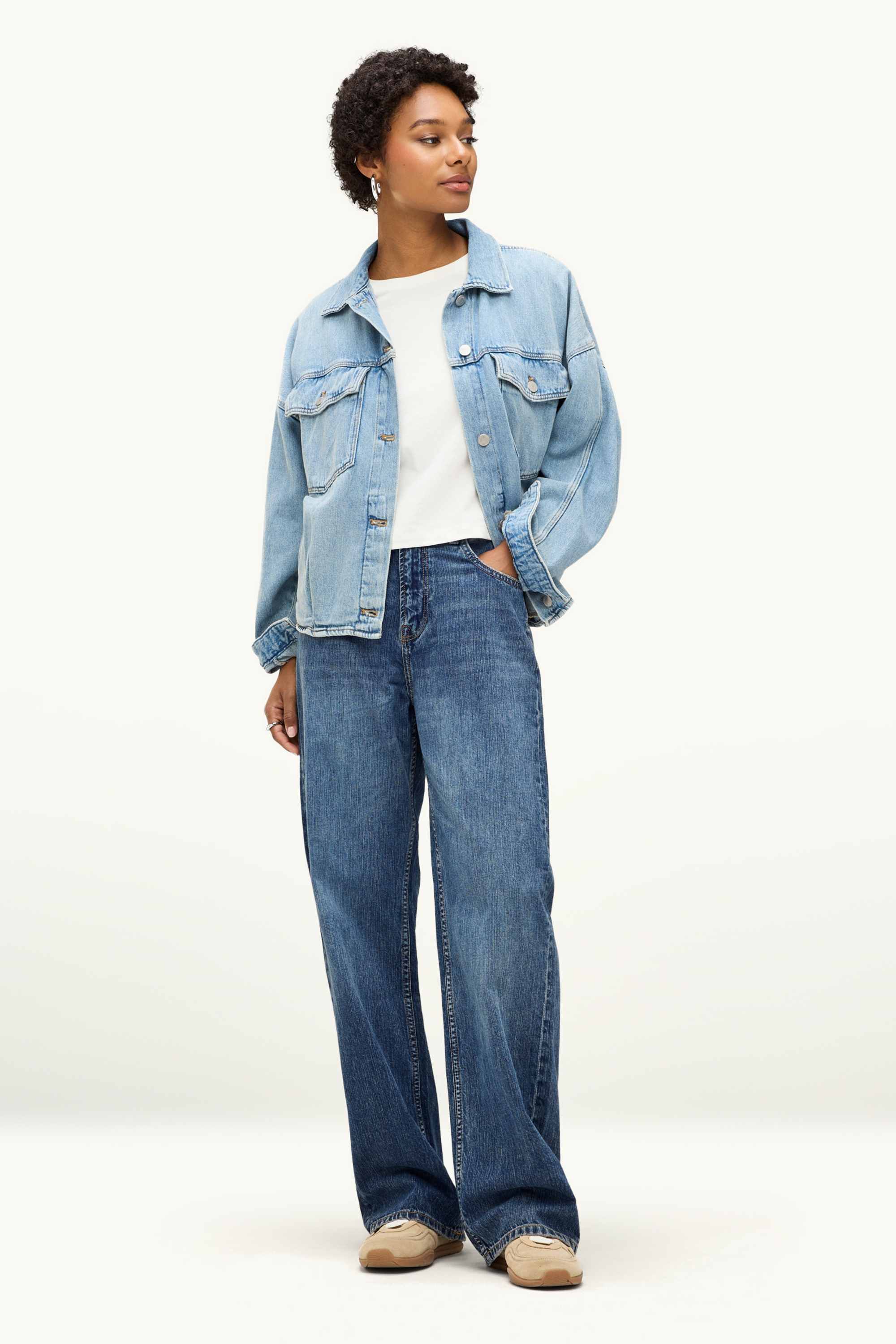Baggy jeans - mid-rise waist blue denim