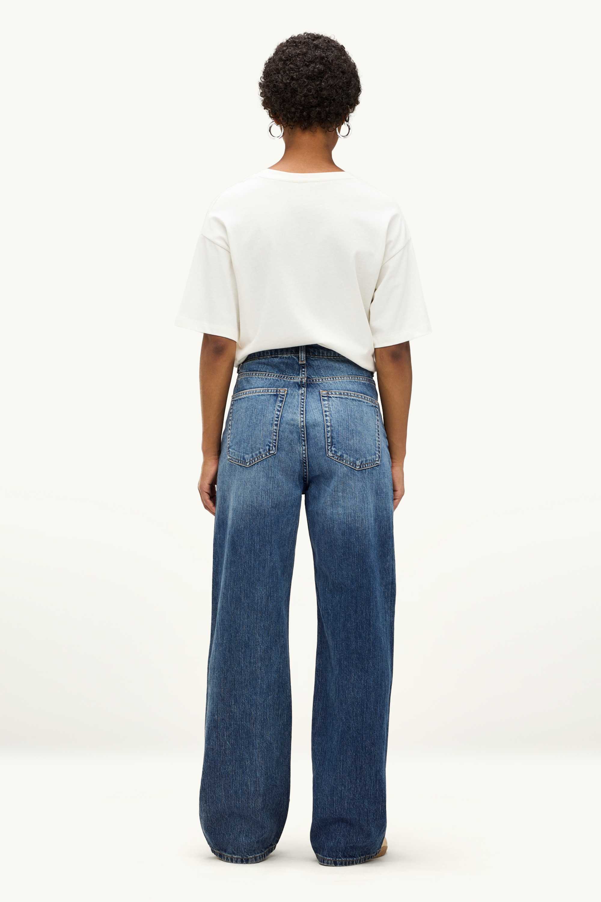 Baggy jeans - mid-rise waist blue denim